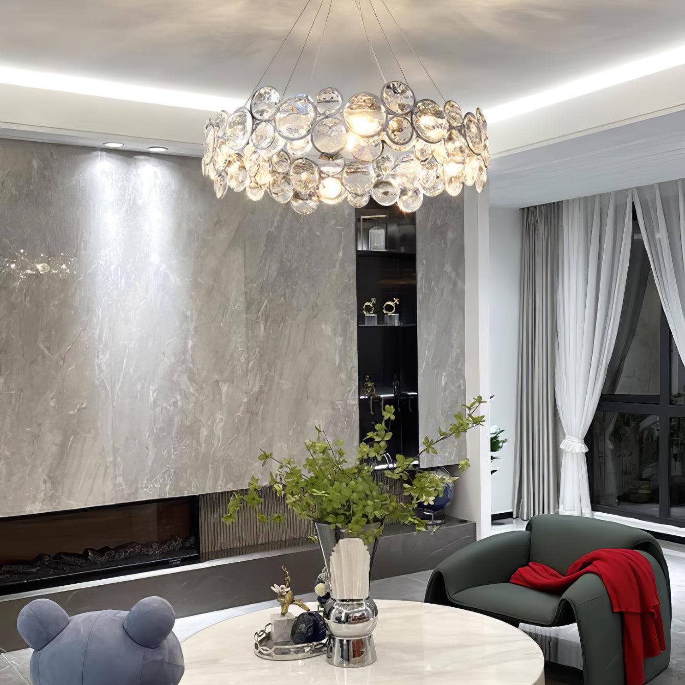 Cuthaiel Postmodern Luxury Round Chrome Crystal Chandelier-Neutral Decor