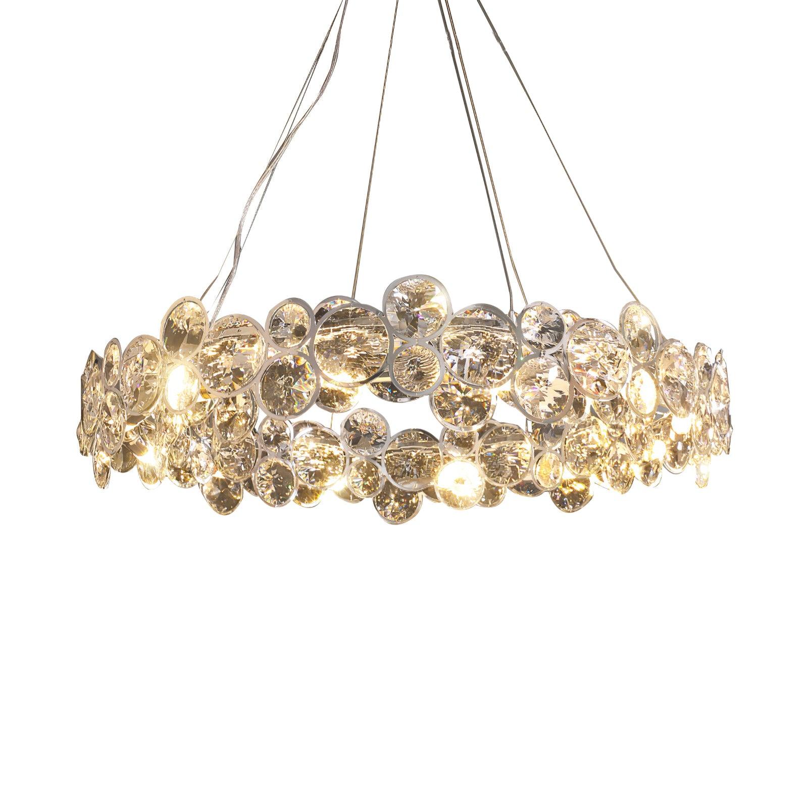 Cuthaiel Postmodern Luxury Round Chrome Crystal Chandelier-Neutral Decor