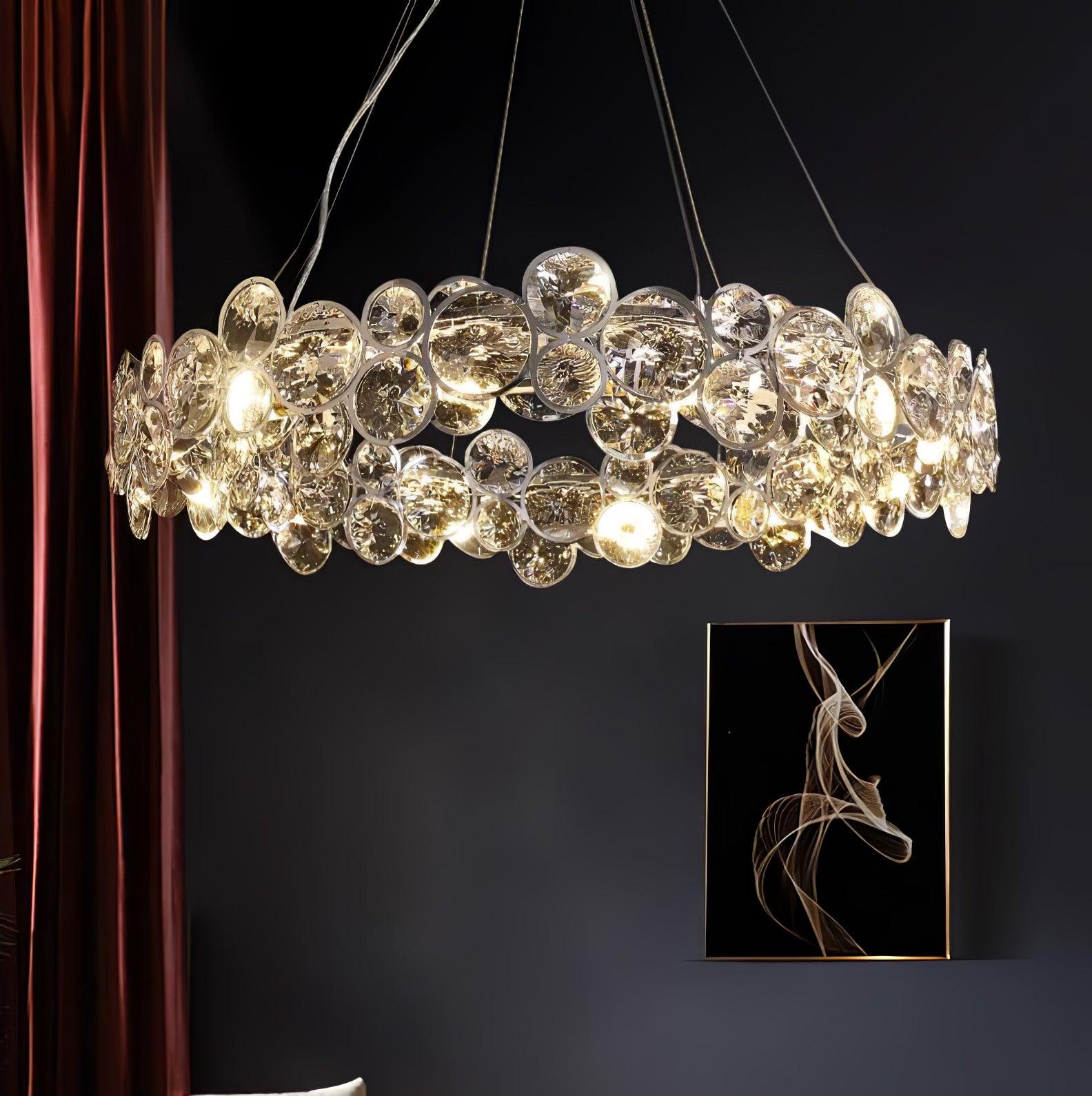 Cuthaiel Postmodern Luxury Round Chrome Crystal Chandelier-Neutral Decor