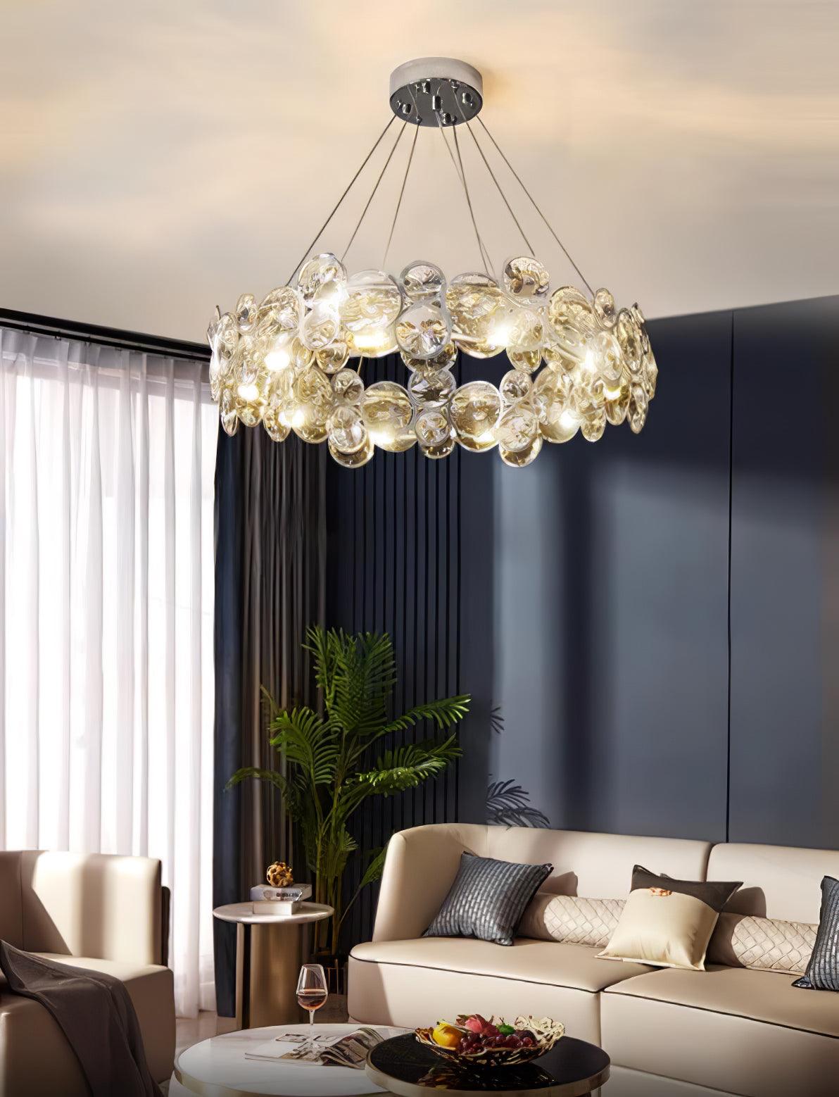 Cuthaiel Postmodern Luxury Round Chrome Crystal Chandelier-Neutral Decor