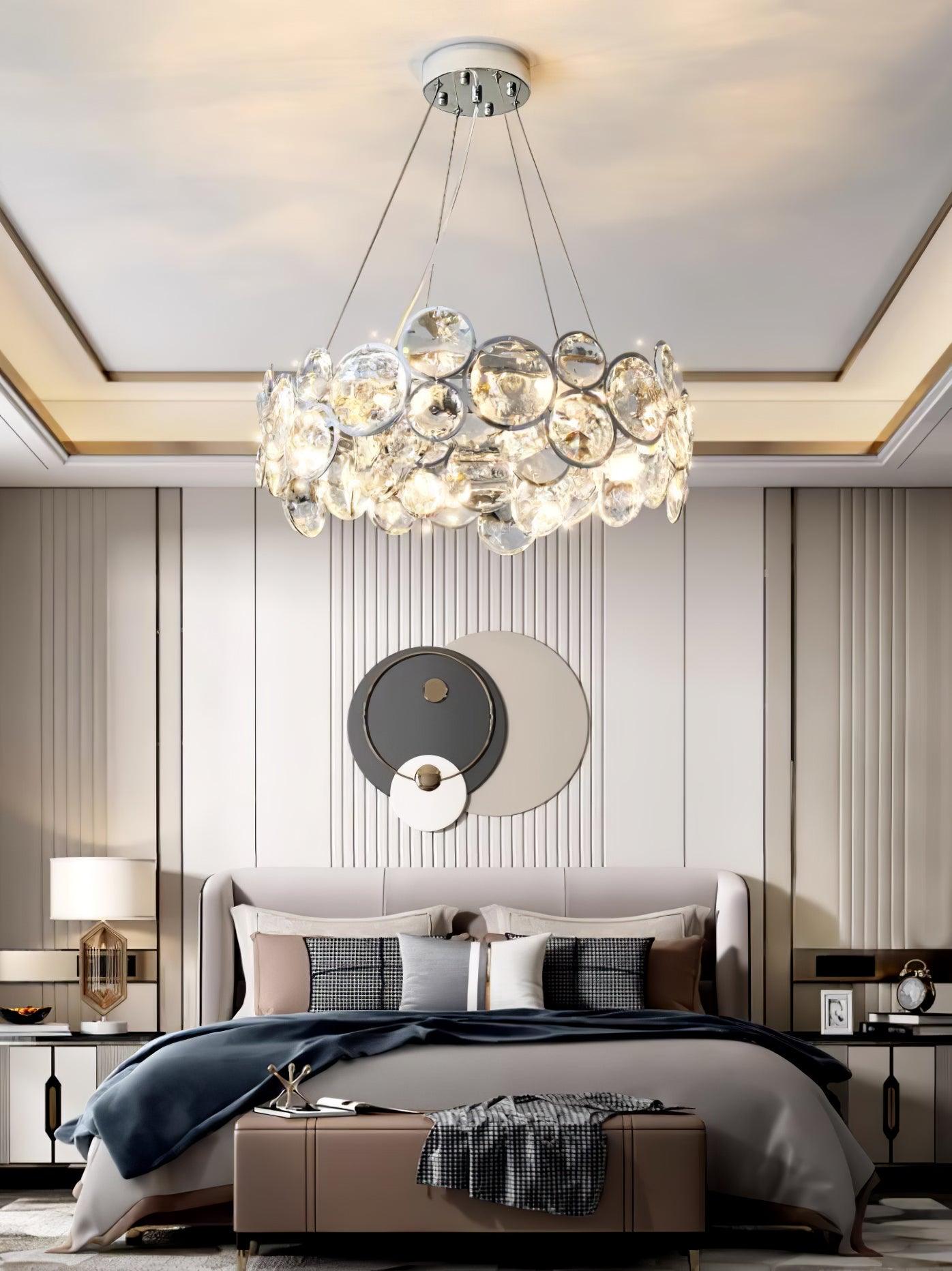 Cuthaiel Postmodern Luxury Round Chrome Crystal Chandelier-Neutral Decor
