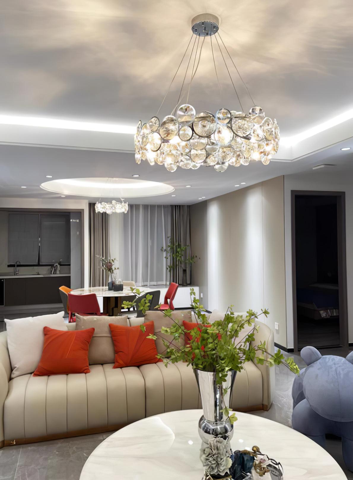 Cuthaiel Postmodern Luxury Round Chrome Crystal Chandelier-Neutral Decor