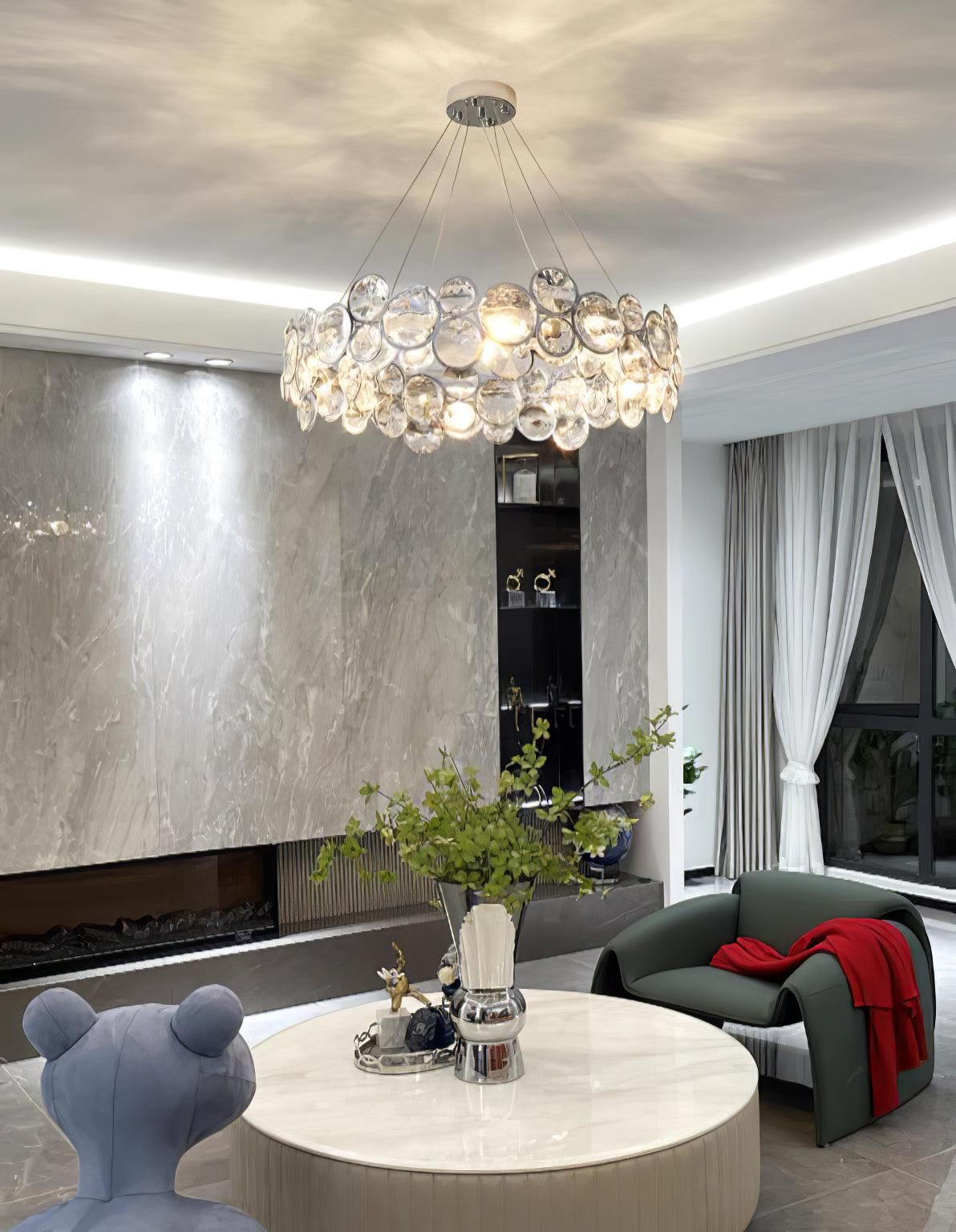 Cuthaiel Postmodern Luxury Round Chrome Crystal Chandelier-Neutral Decor