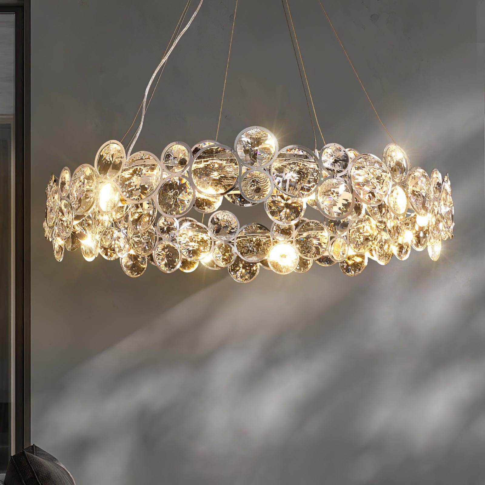 Cuthaiel Postmodern Luxury Round Chrome Crystal Chandelier-Neutral Decor