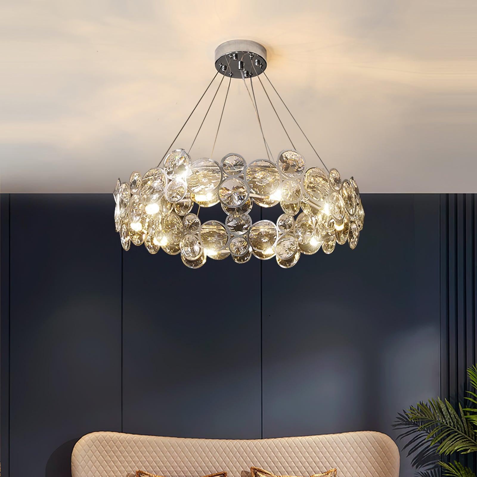 Cuthaiel Postmodern Luxury Round Chrome Crystal Chandelier-Neutral Decor