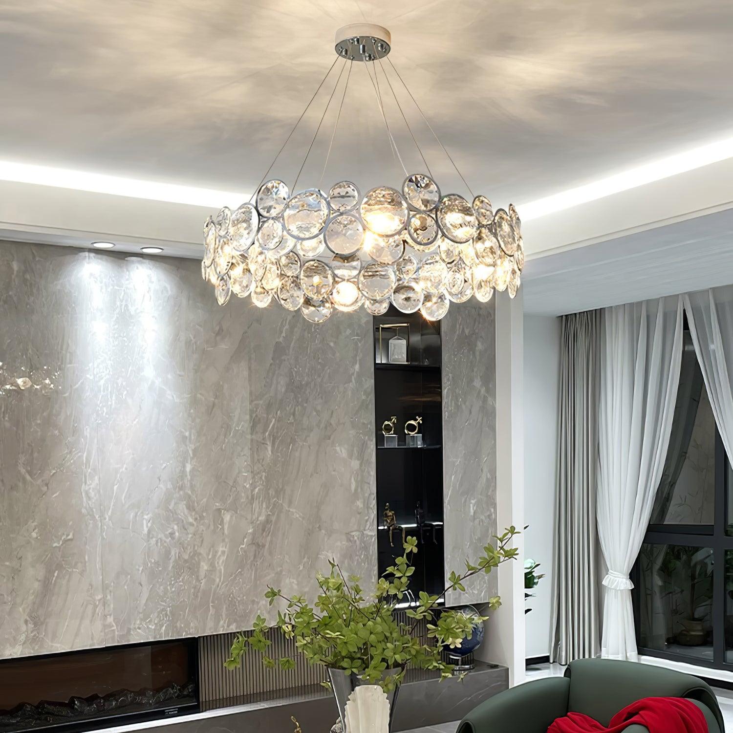 Cuthaiel Postmodern Luxury Round Chrome Crystal Chandelier-Neutral Decor