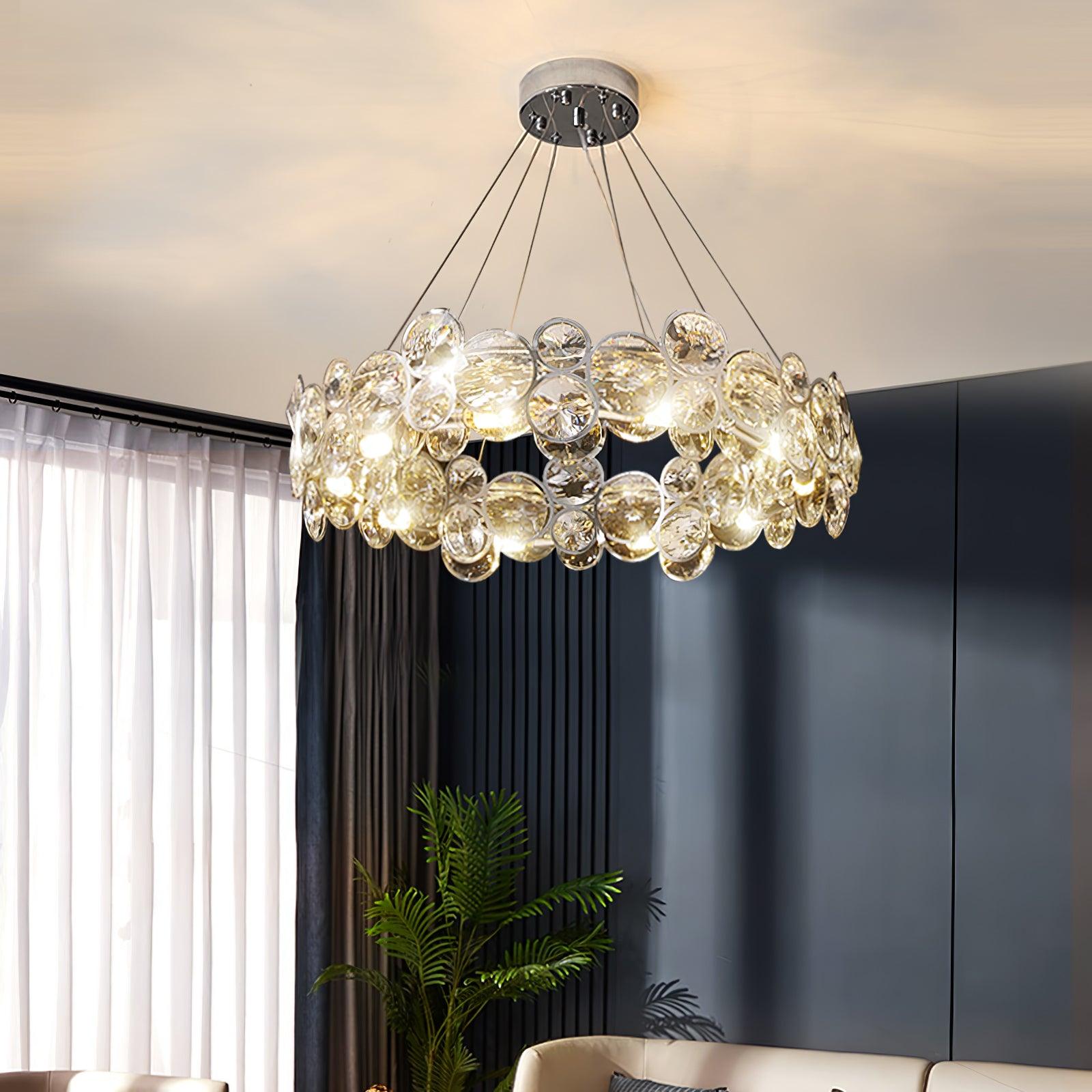 Cuthaiel Postmodern Luxury Round Chrome Crystal Chandelier-Neutral Decor