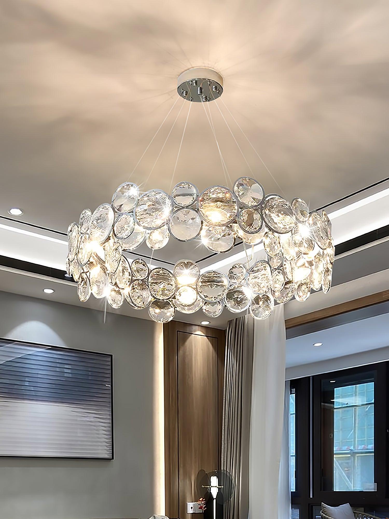 Cuthaiel Postmodern Luxury Round Chrome Crystal Chandelier-Neutral Decor