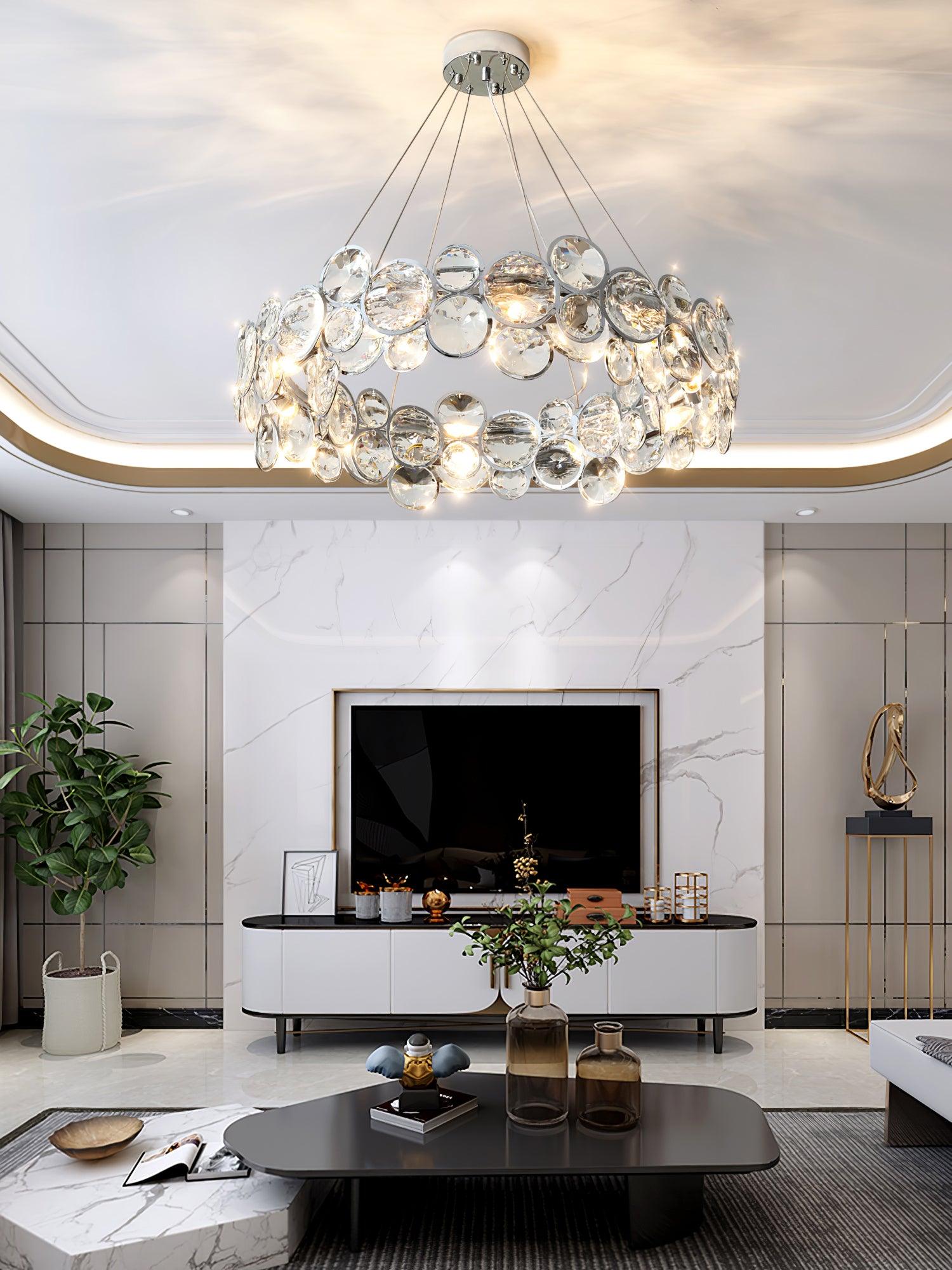 Cuthaiel Postmodern Luxury Round Chrome Crystal Chandelier-Neutral Decor