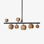 Avelira Rustic Wood Globe Linear Pendant Light-Neutral Decor