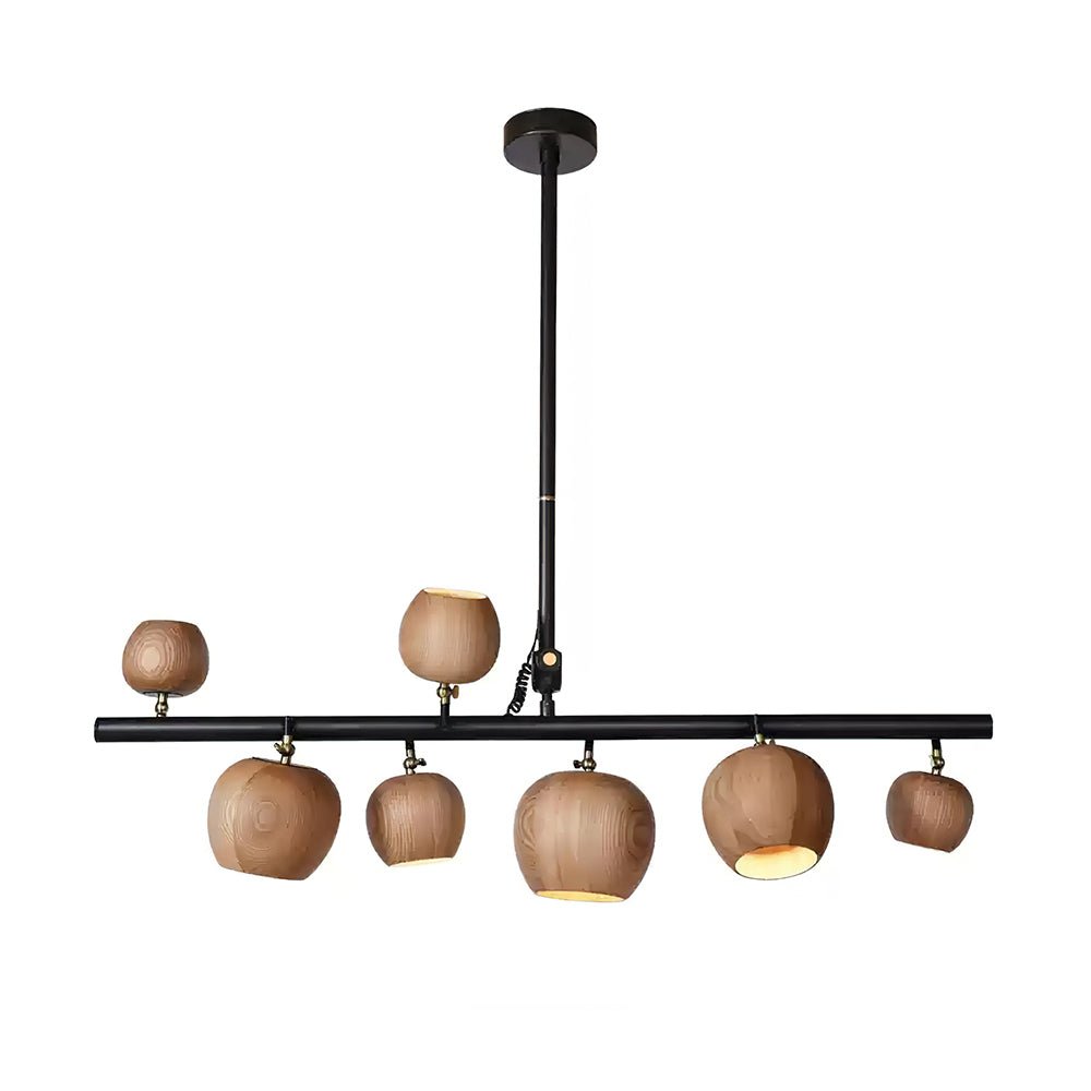 Avelira Rustic Wood Globe Linear Pendant Light-Neutral Decor