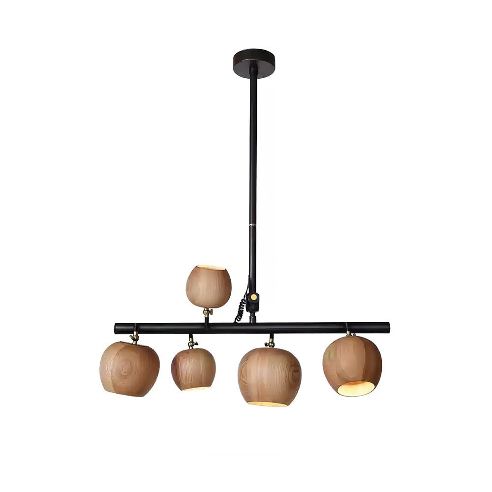 Avelira Rustic Wood Globe Linear Pendant Light-Neutral Decor