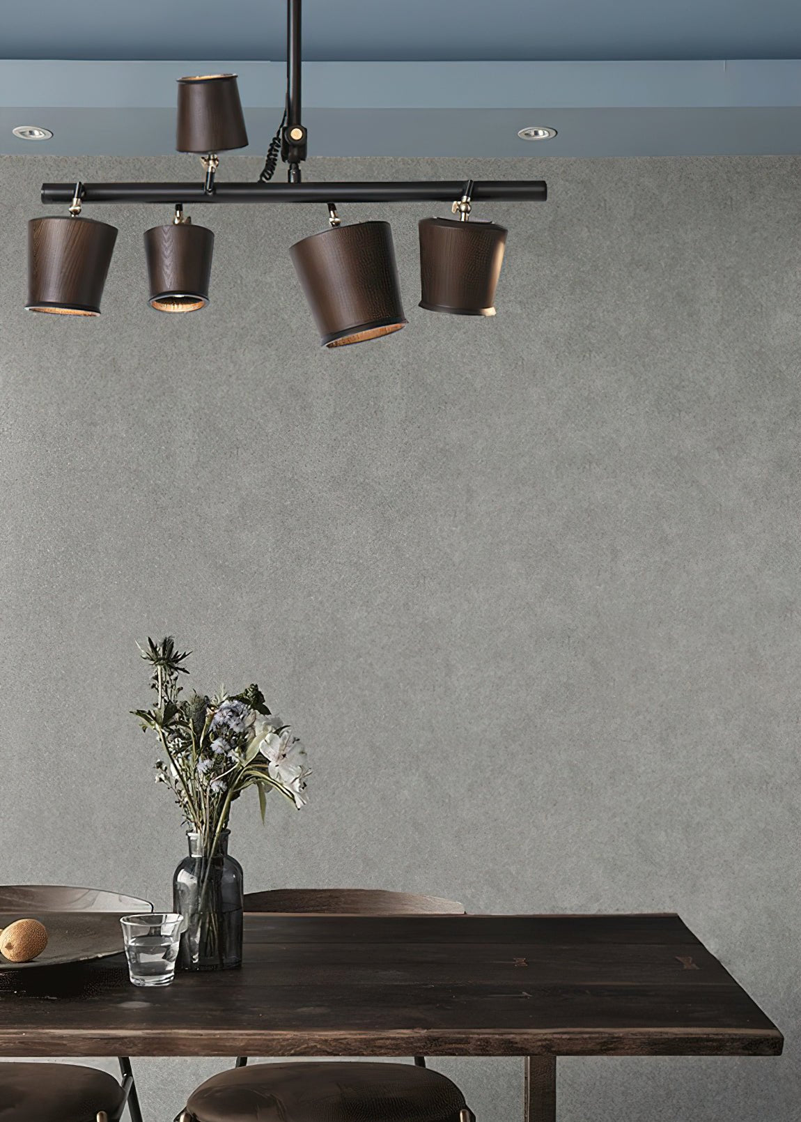 Avelira Rustic Wood Globe Linear Pendant Light-Neutral Decor