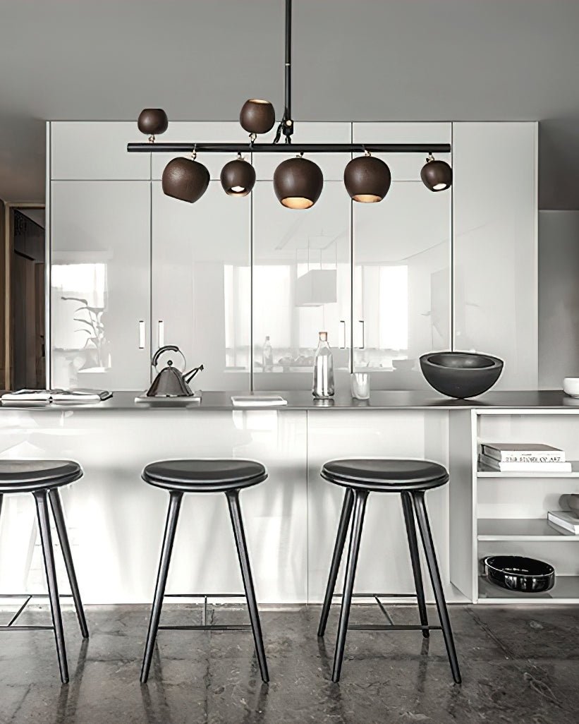 Avelira Rustic Wood Globe Linear Pendant Light-Neutral Decor