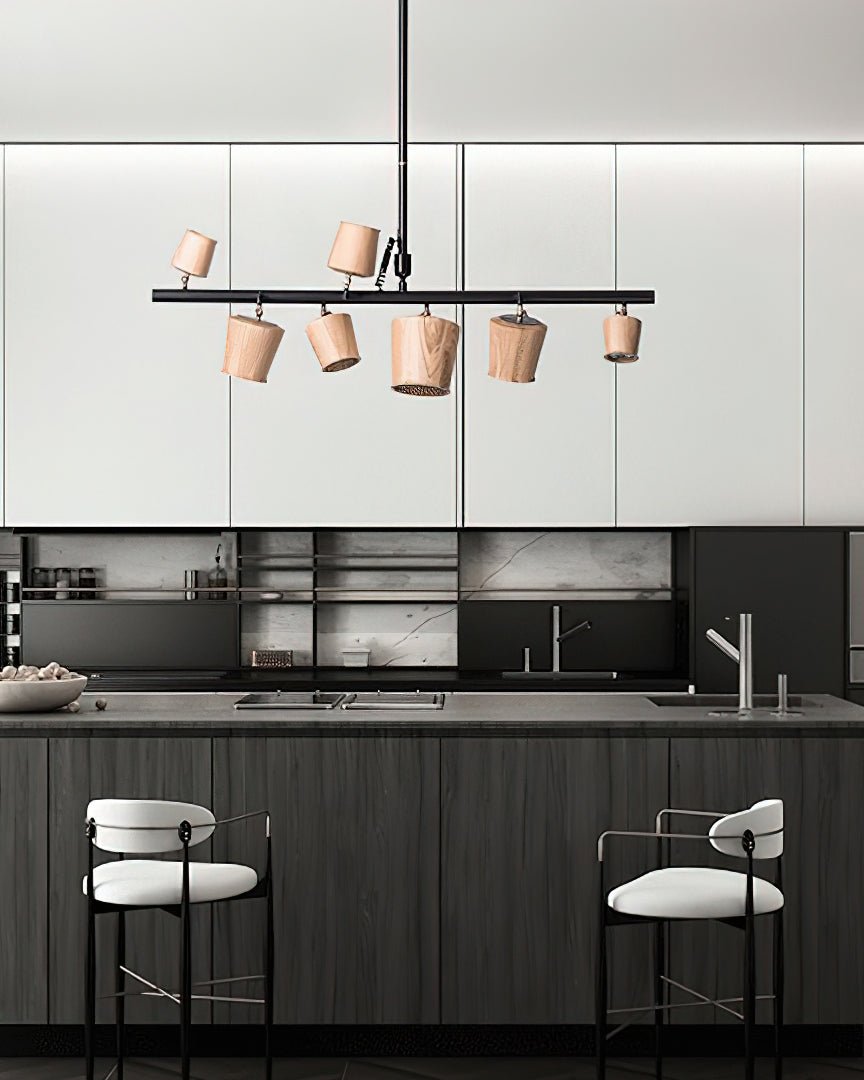 Avelira Rustic Wood Globe Linear Pendant Light-Neutral Decor