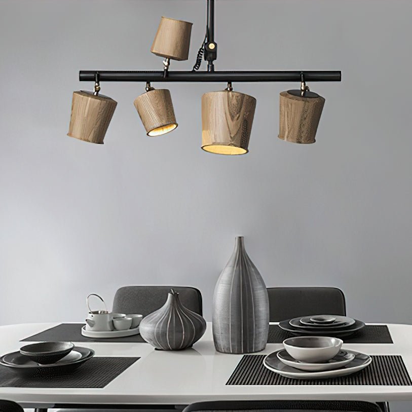 Avelira Rustic Wood Globe Linear Pendant Light-Neutral Decor