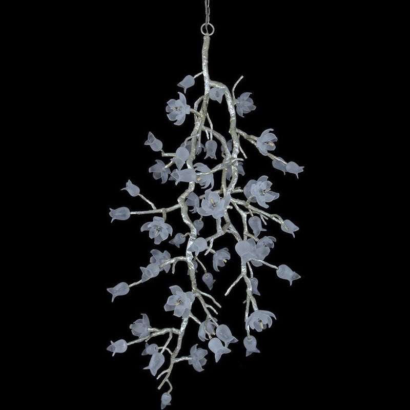 The chandelier enhancing a Japandi-style living space.