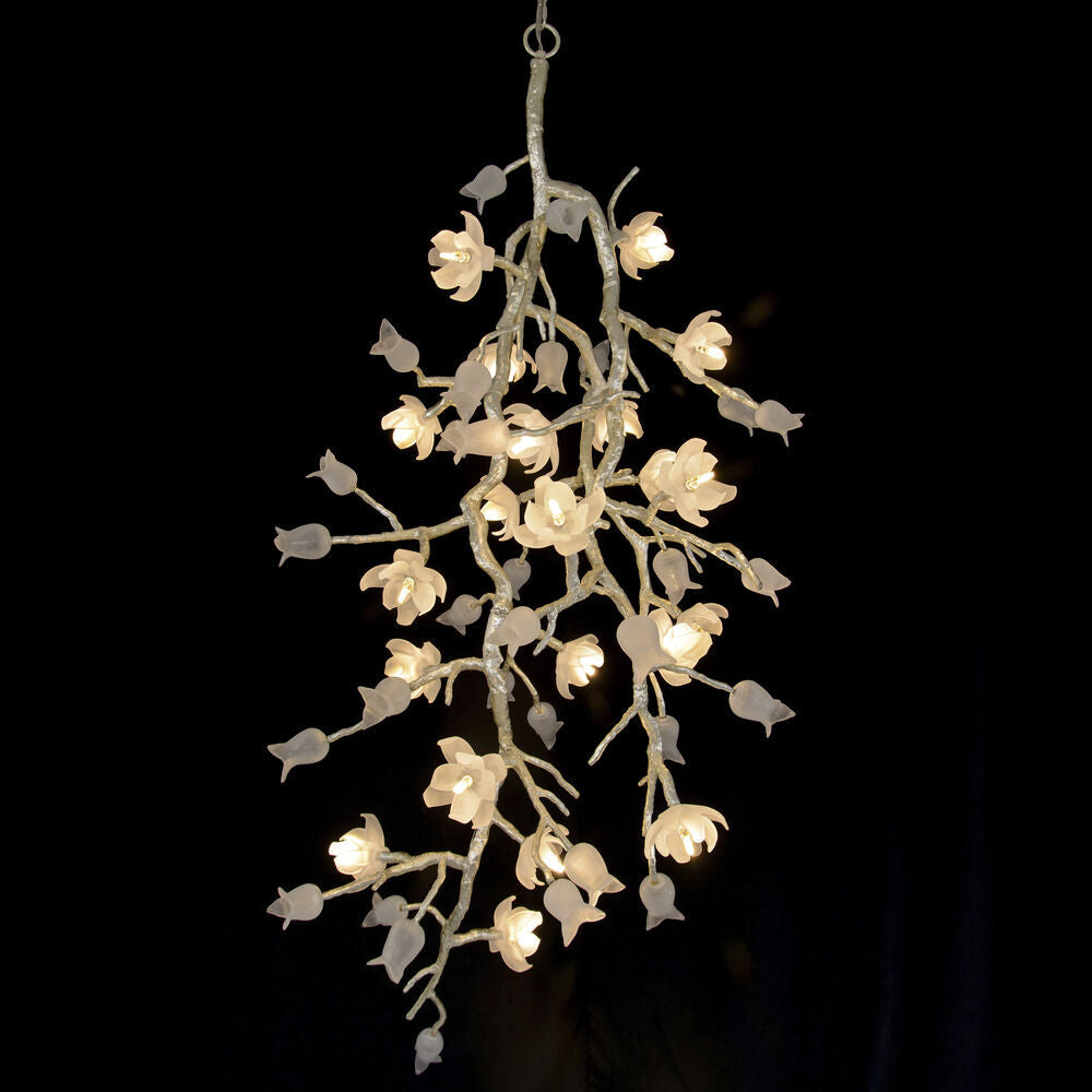 Lifestyle image of the chandelier in a contemporary-classical interior.