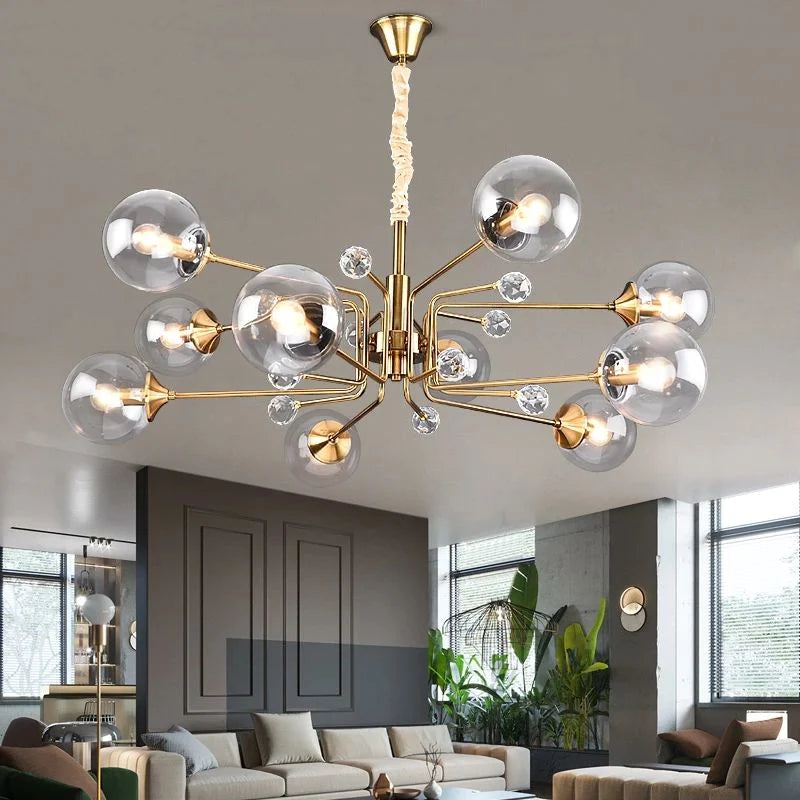 Valentina Nordic Modern Chandelier Clear/Grey Metal Living Room - Neutral Decor