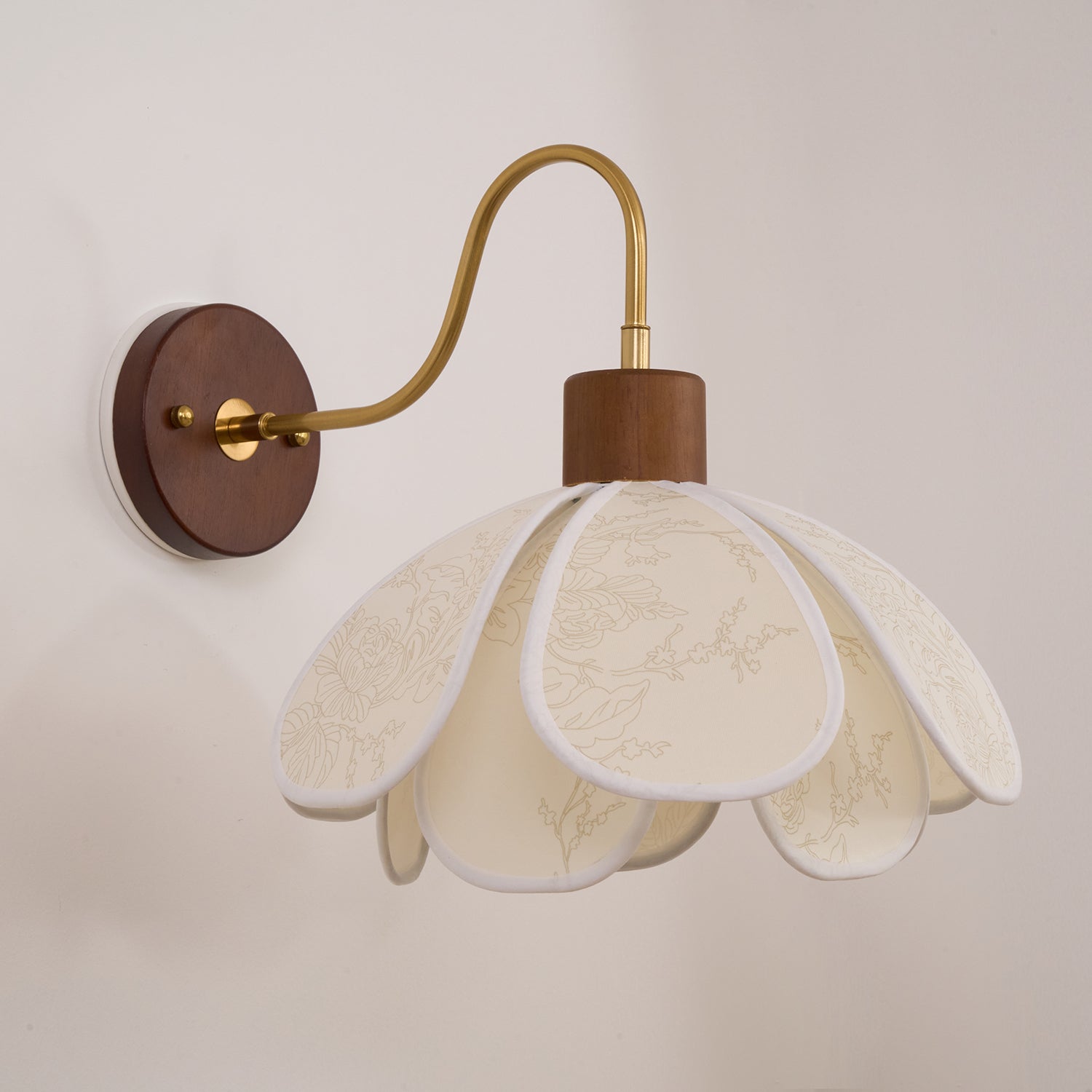 Yuki Wall Lamp Floral Wood Fabirc - Neutralighting