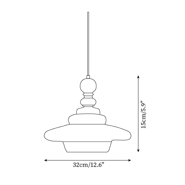 Pendant Lamp Yellow Glass with Walnut Wood Accent Retro