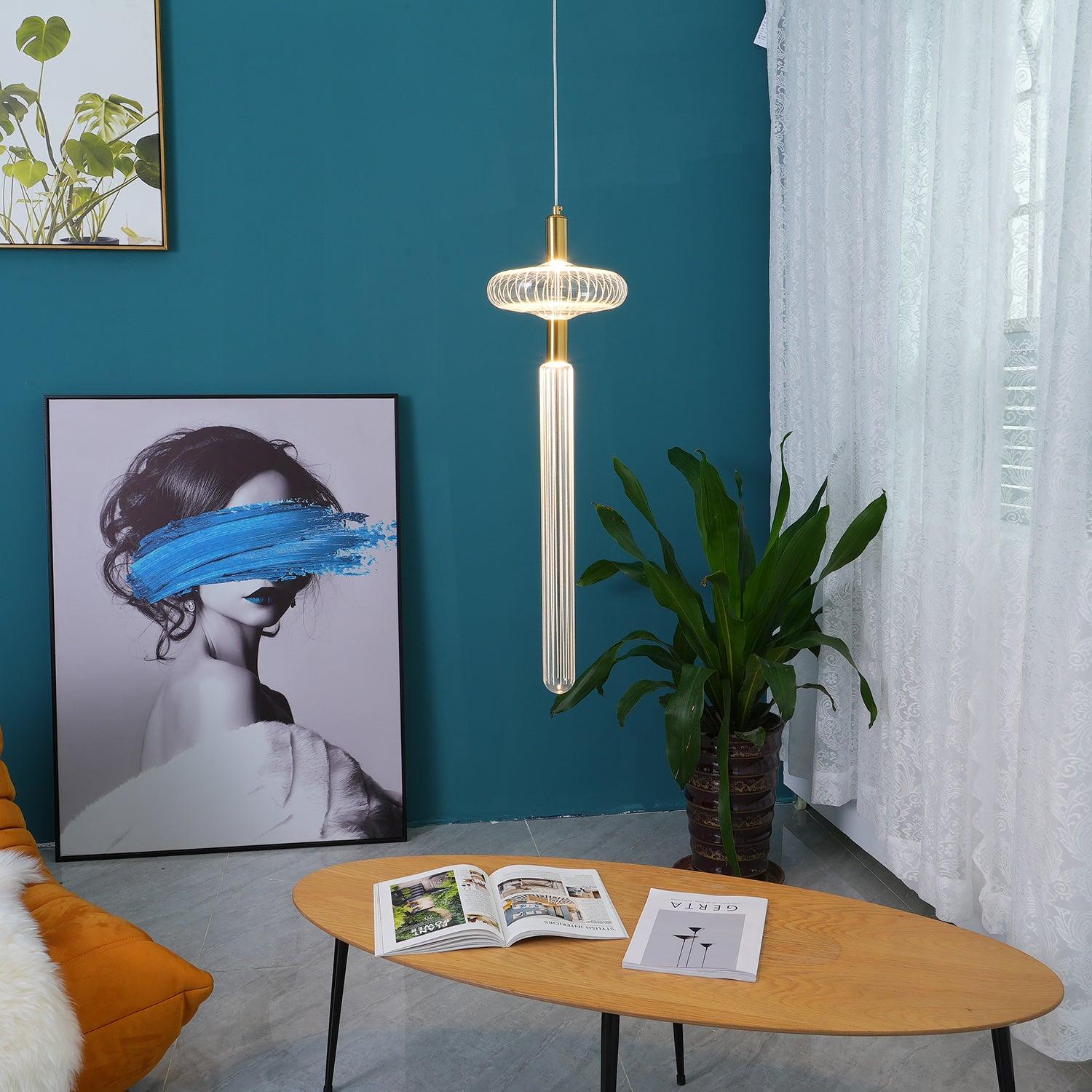 Tika Pendant Lamp Crystal Cylinder Cipher Contemporary-Neutral Decor