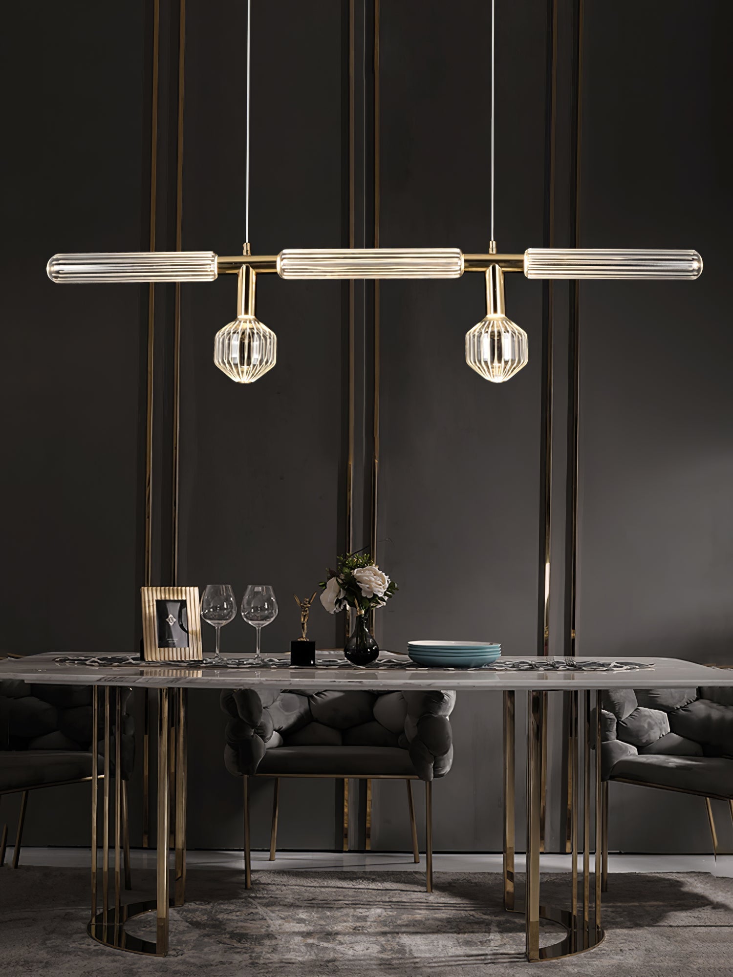 Tika Pendant Lamp Crystal Cylinder Cipher Contemporary-Neutral Decor