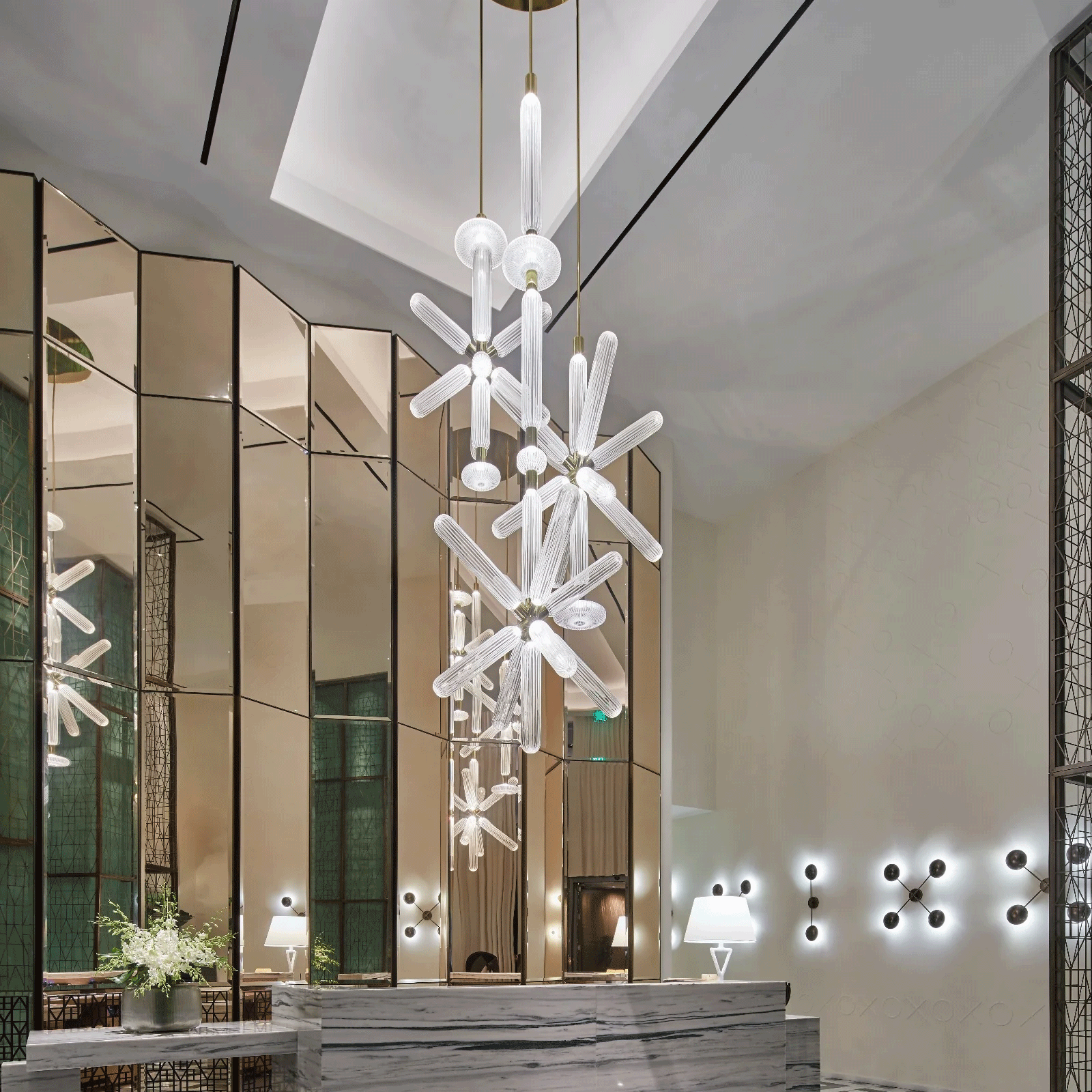 Tika Pendant Lamp Crystal Cylinder Cipher Contemporary-Neutral Decor