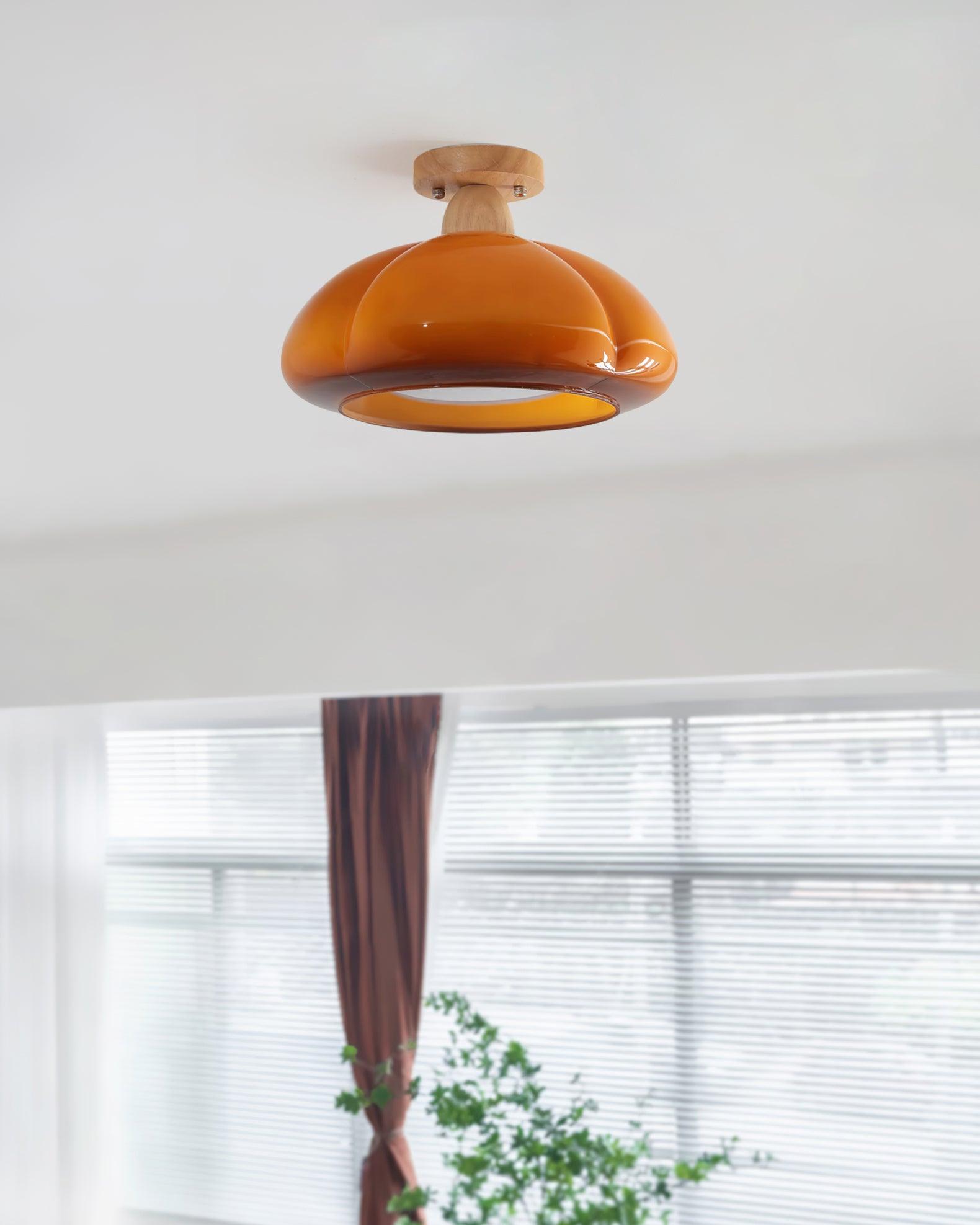 Ambrina Amber Glass Semi Flush Mount Ceiling Light