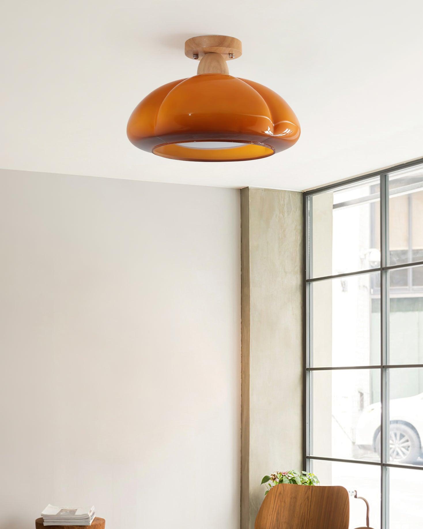 Riva Amber Glass Semi Flush Mount Ceiling Light-Neutral Decor