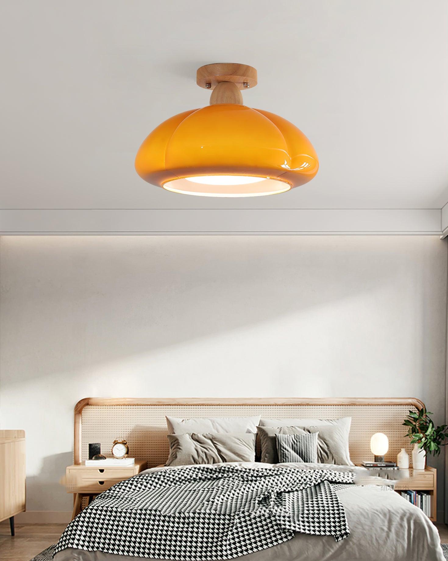 Riva Amber Glass Semi Flush Mount Ceiling Light-Neutral Decor