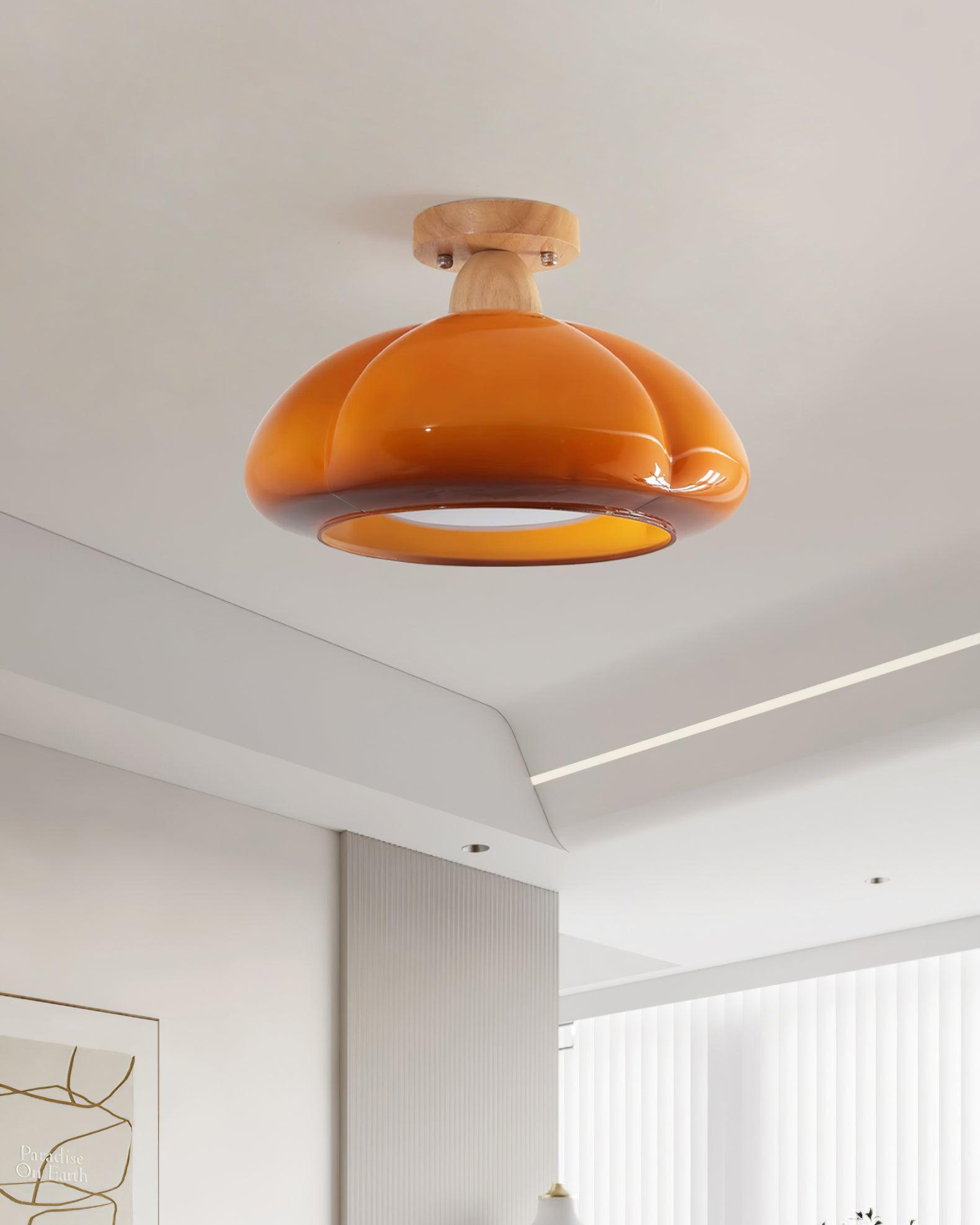 Riva Amber Glass Semi Flush Mount Ceiling Light-Neutral Decor