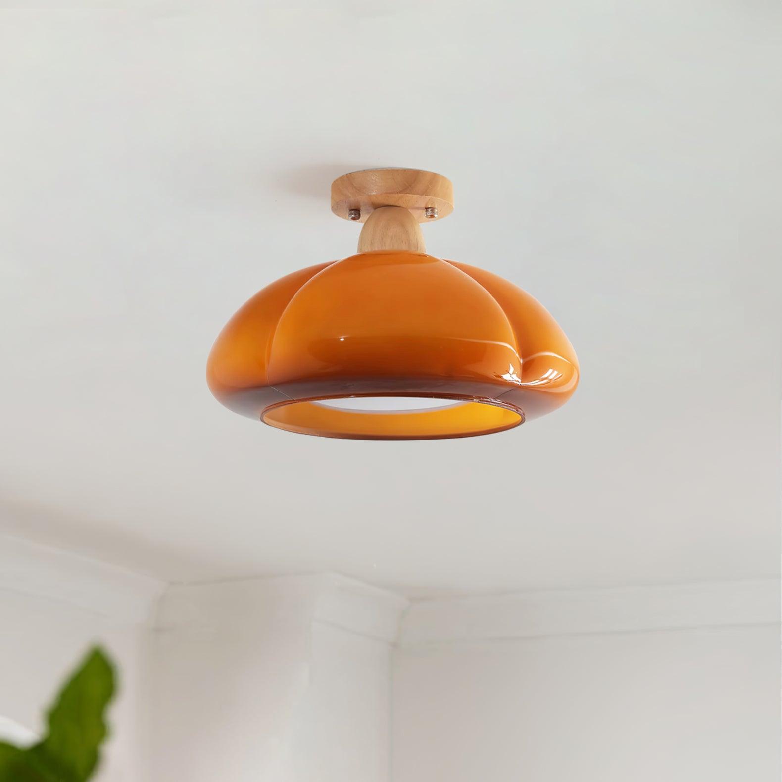 Riva Amber Glass Semi Flush Mount Ceiling Light-Neutral Decor
