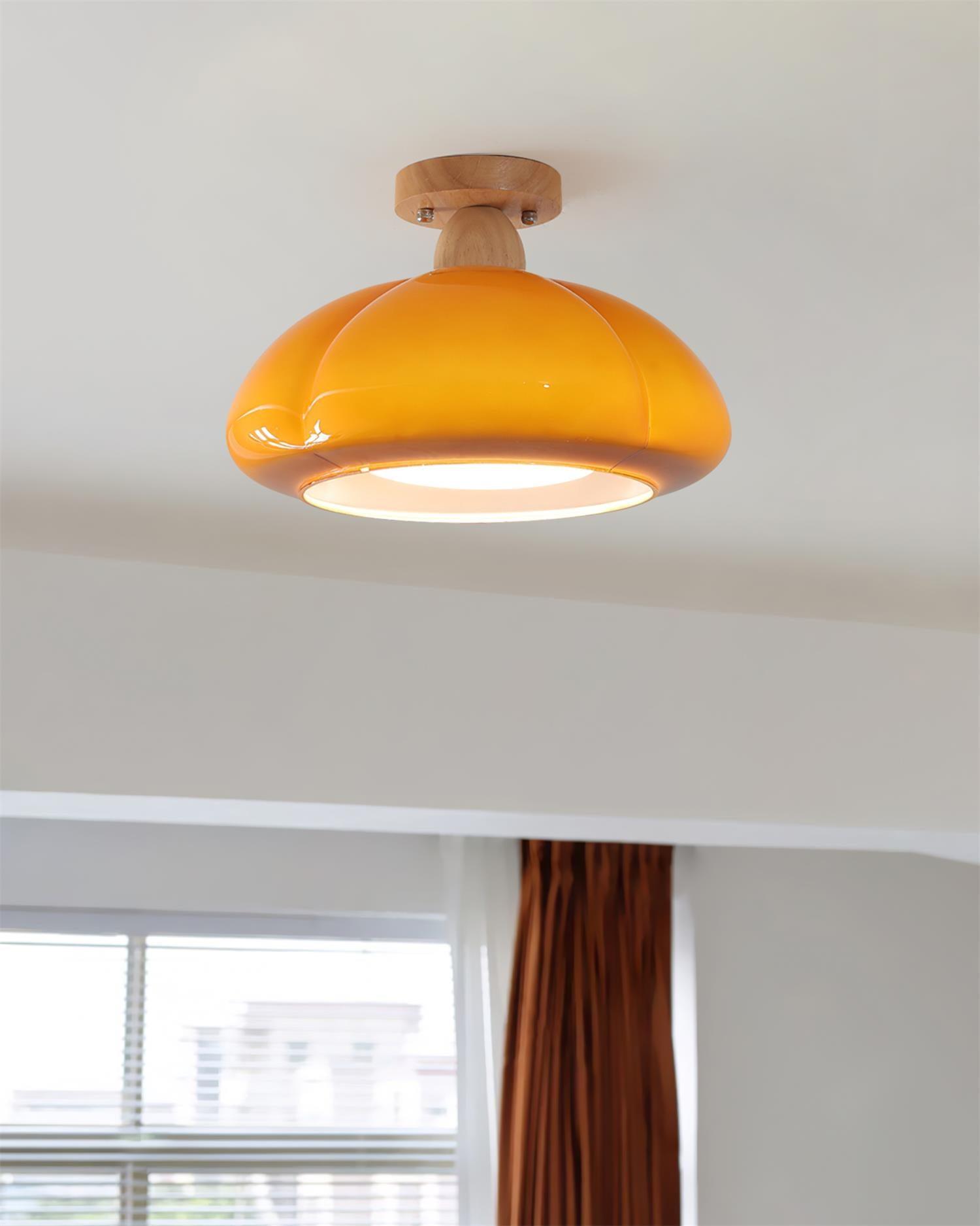 Ambrina Amber Glass Semi Flush Mount Ceiling Light