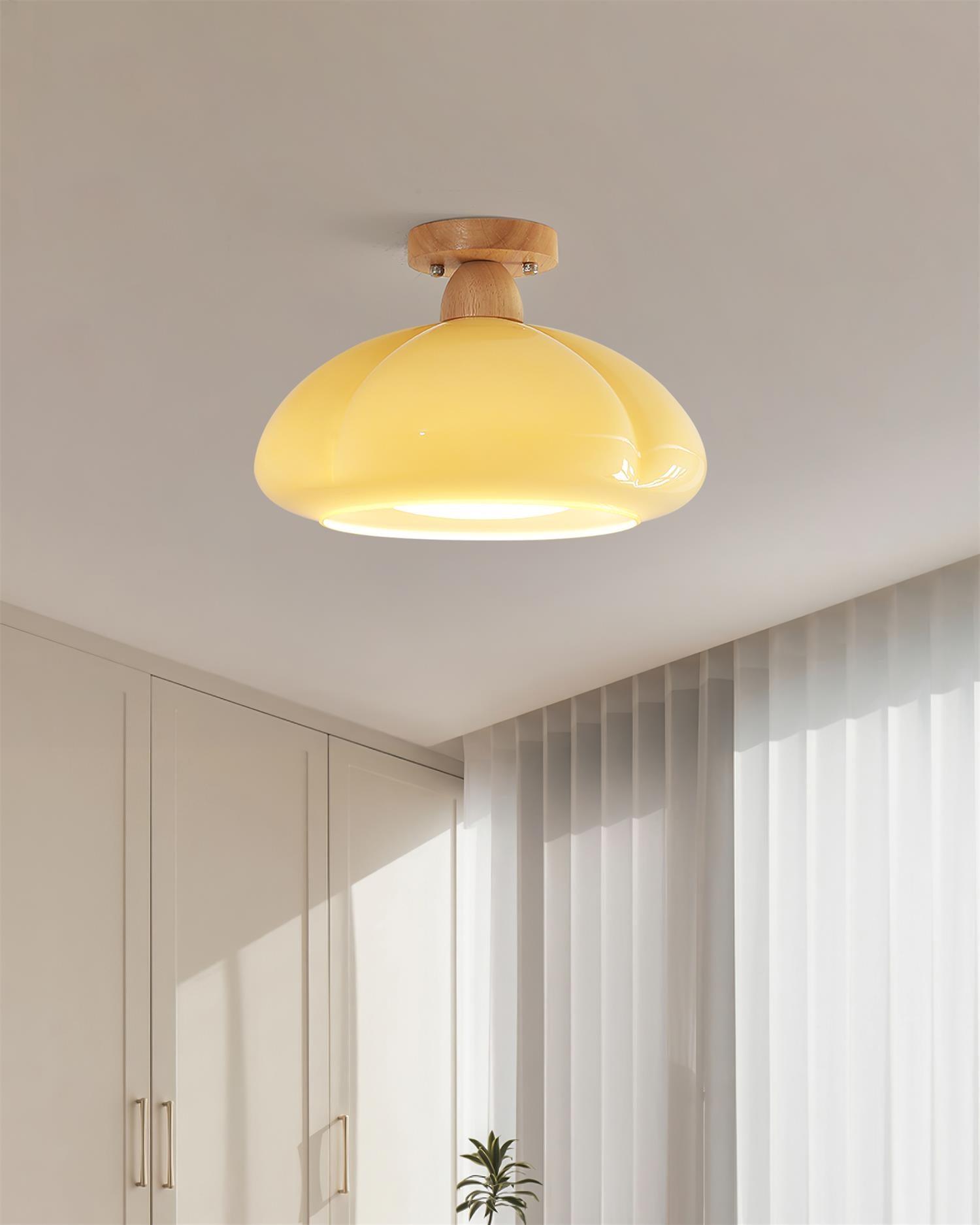 Ambrina Amber Glass Semi Flush Mount Ceiling Light