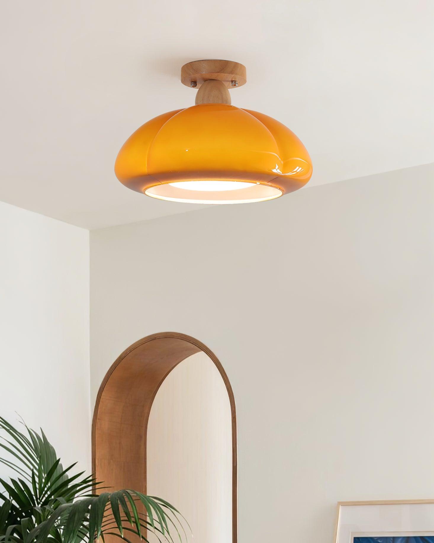 Riva Amber Glass Semi Flush Mount Ceiling Light-Neutral Decor