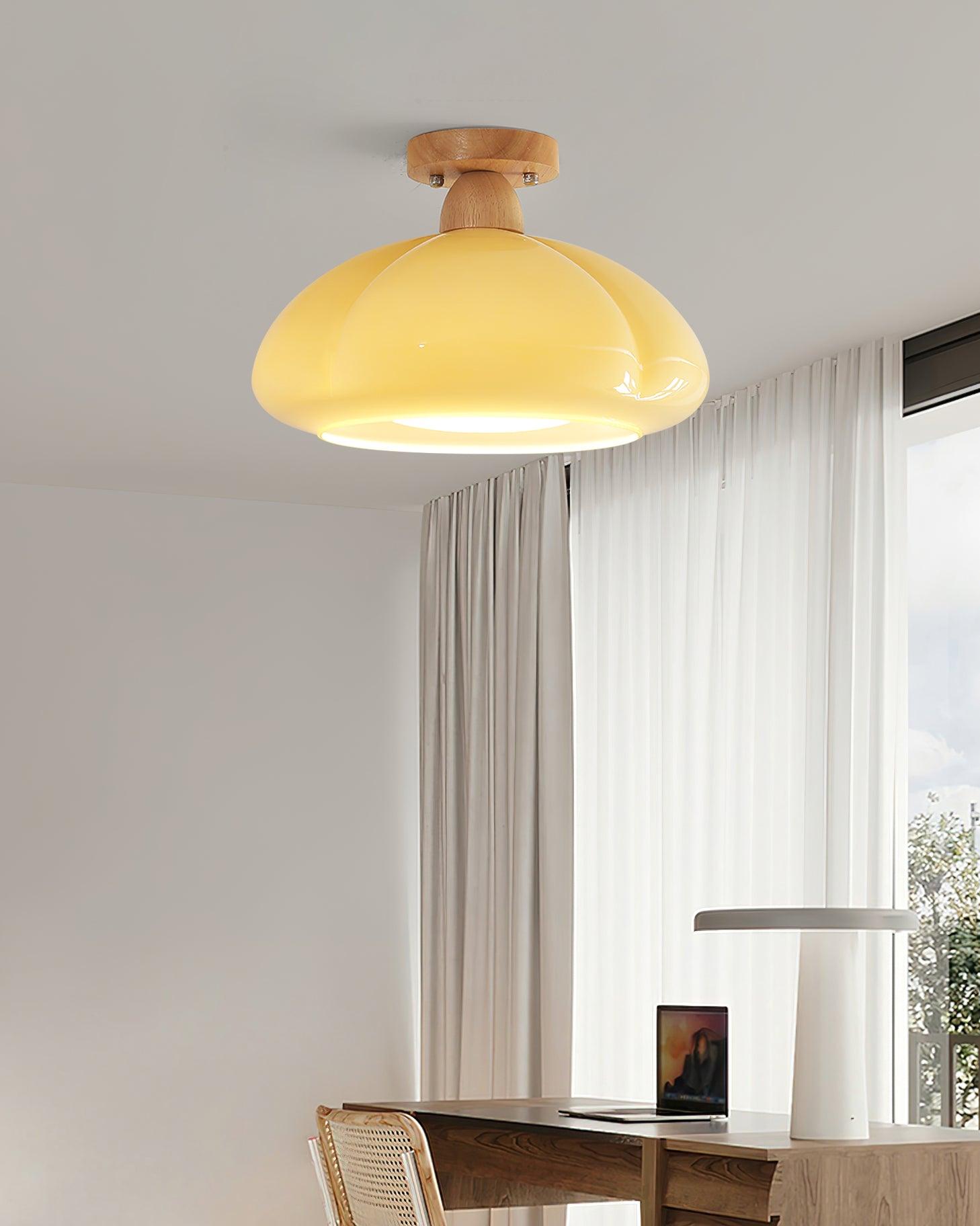 Riva Amber Glass Semi Flush Mount Ceiling Light-Neutral Decor