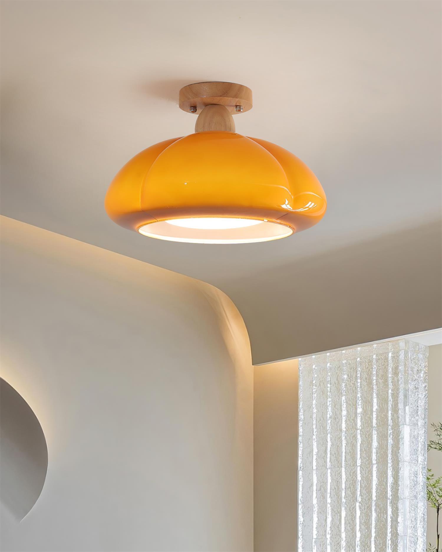 Riva Amber Glass Semi Flush Mount Ceiling Light-Neutral Decor