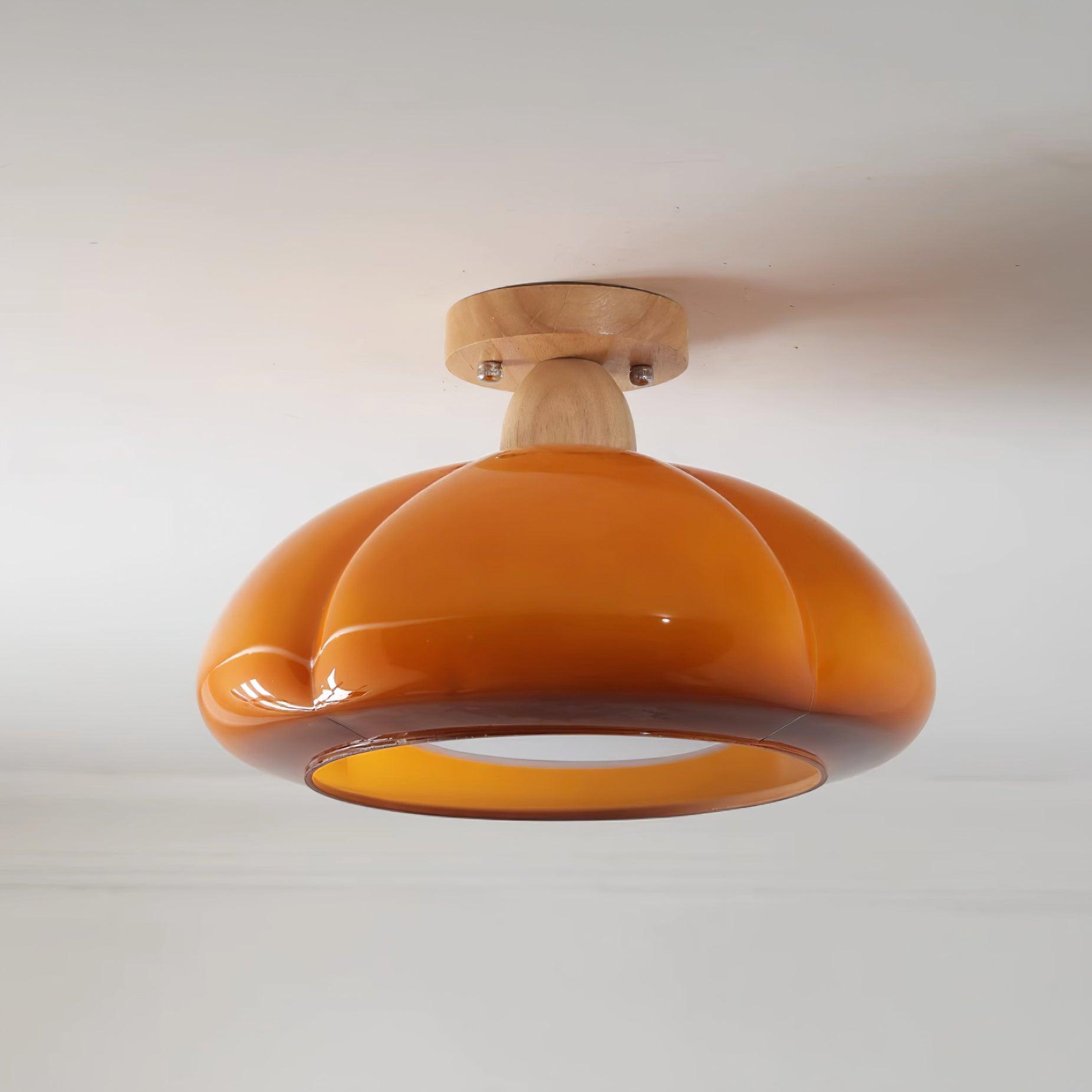 Riva Amber Glass Semi Flush Mount Ceiling Light-Neutral Decor