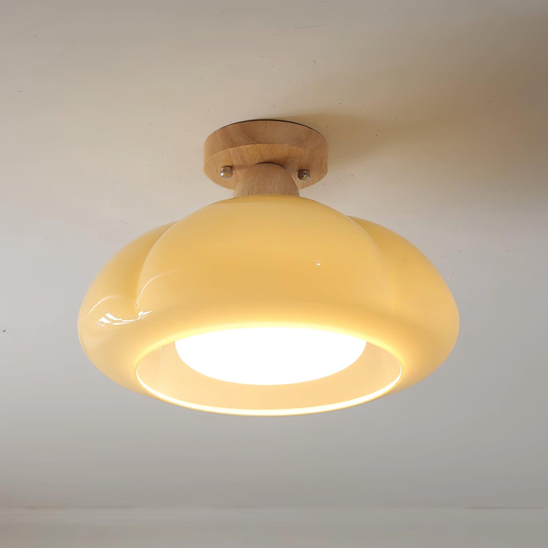 Riva Amber Glass Semi Flush Mount Ceiling Light-Neutral Decor