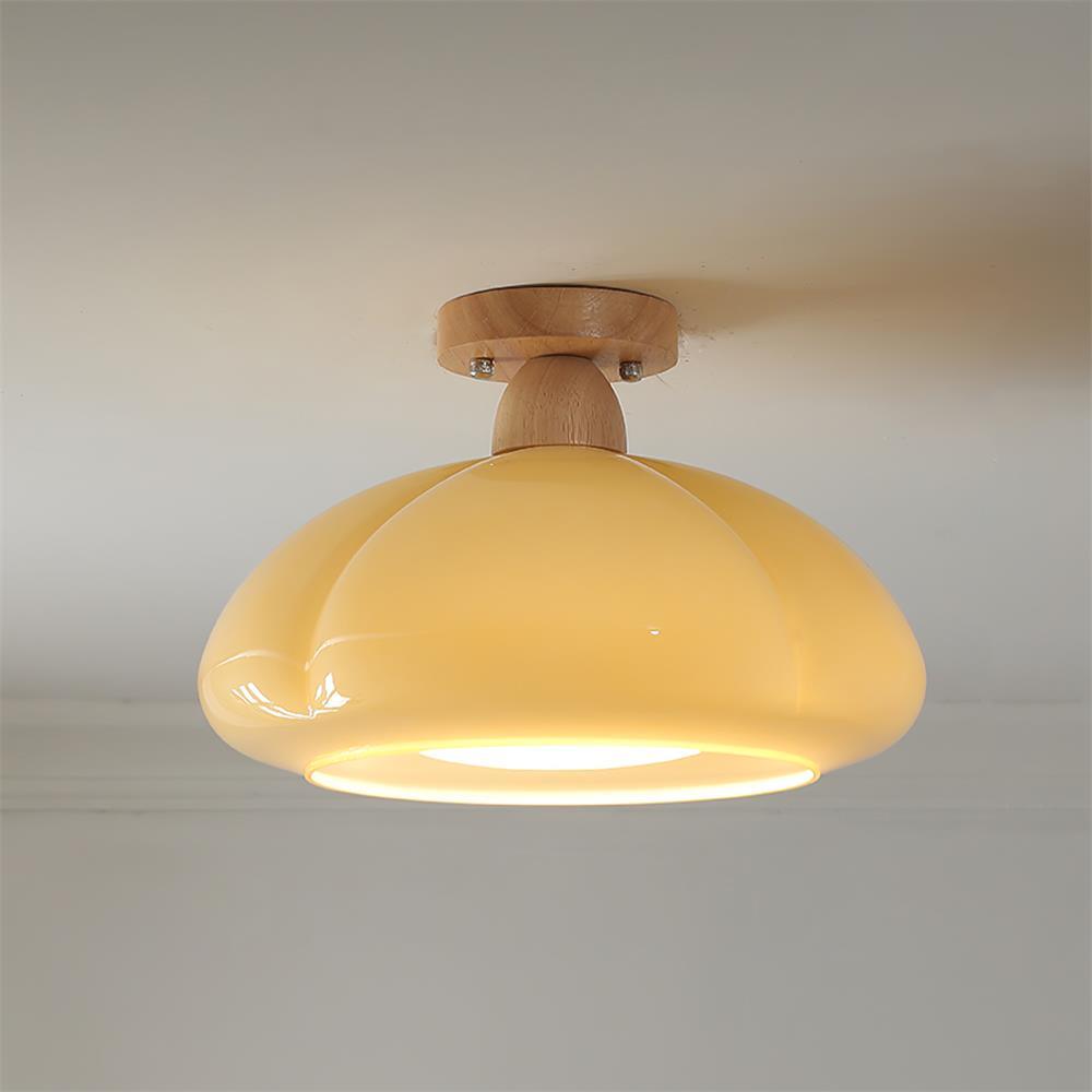 Riva Amber Glass Semi Flush Mount Ceiling Light-Neutral Decor