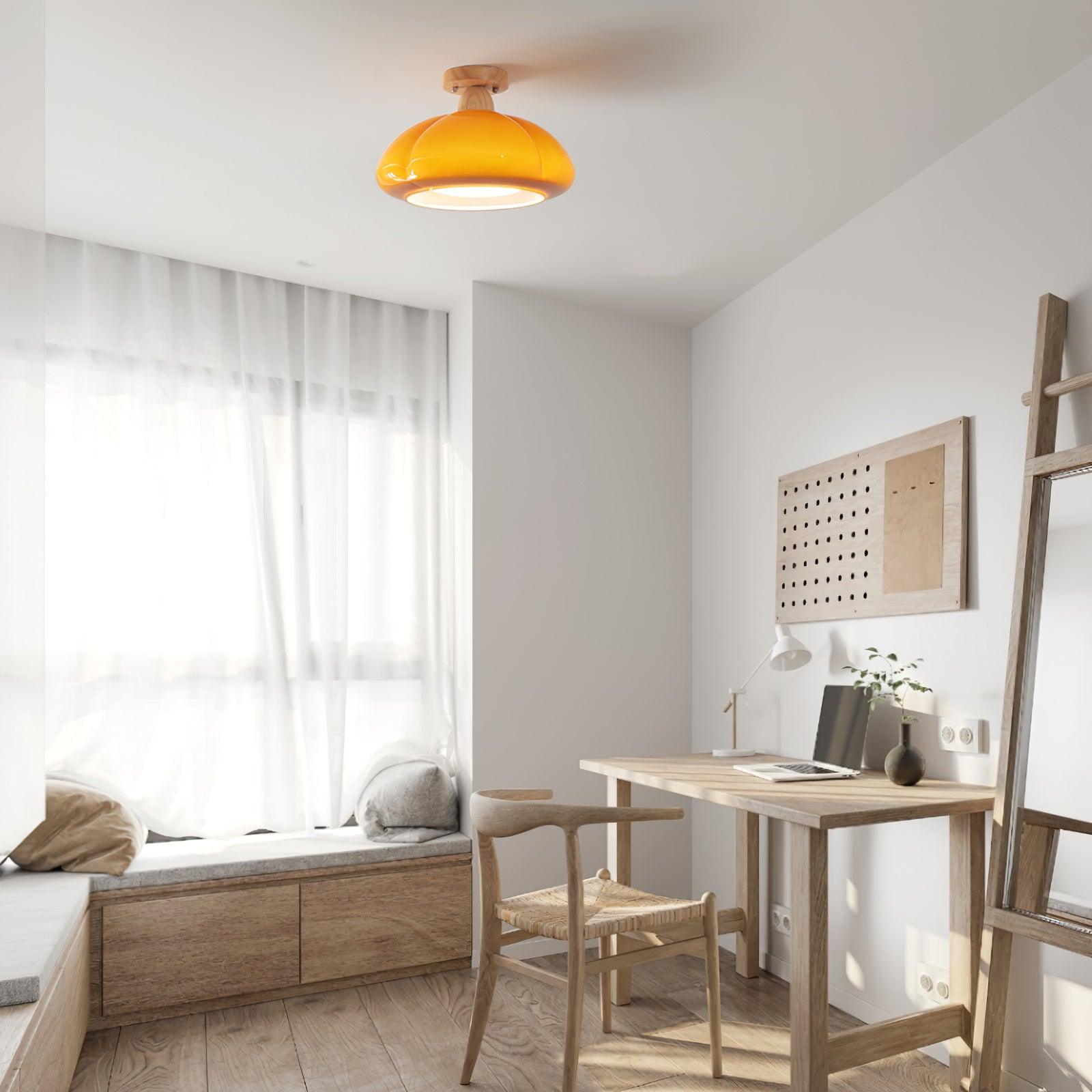 Riva Amber Glass Semi Flush Mount Ceiling Light-Neutral Decor
