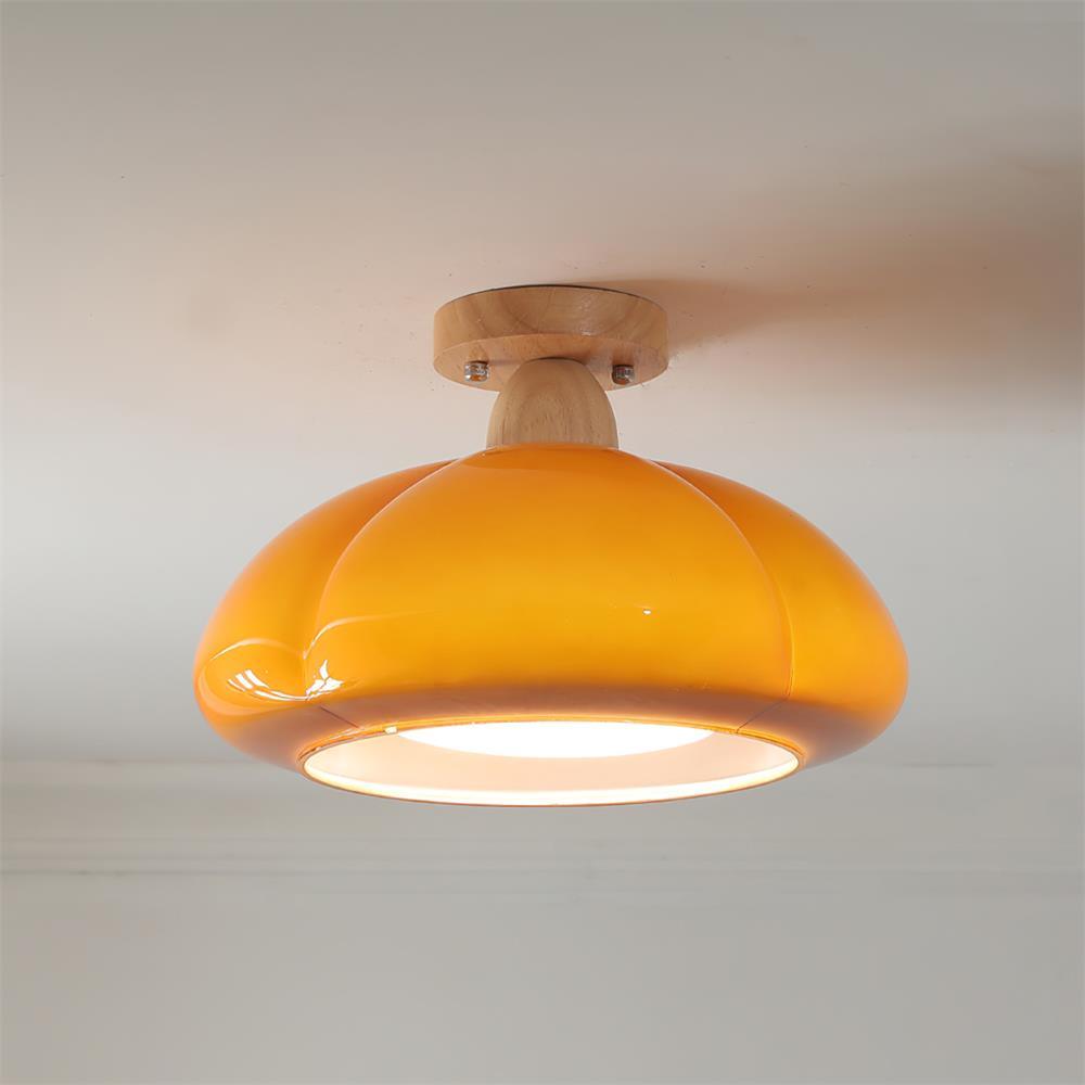 Riva Amber Glass Semi Flush Mount Ceiling Light-Neutral Decor