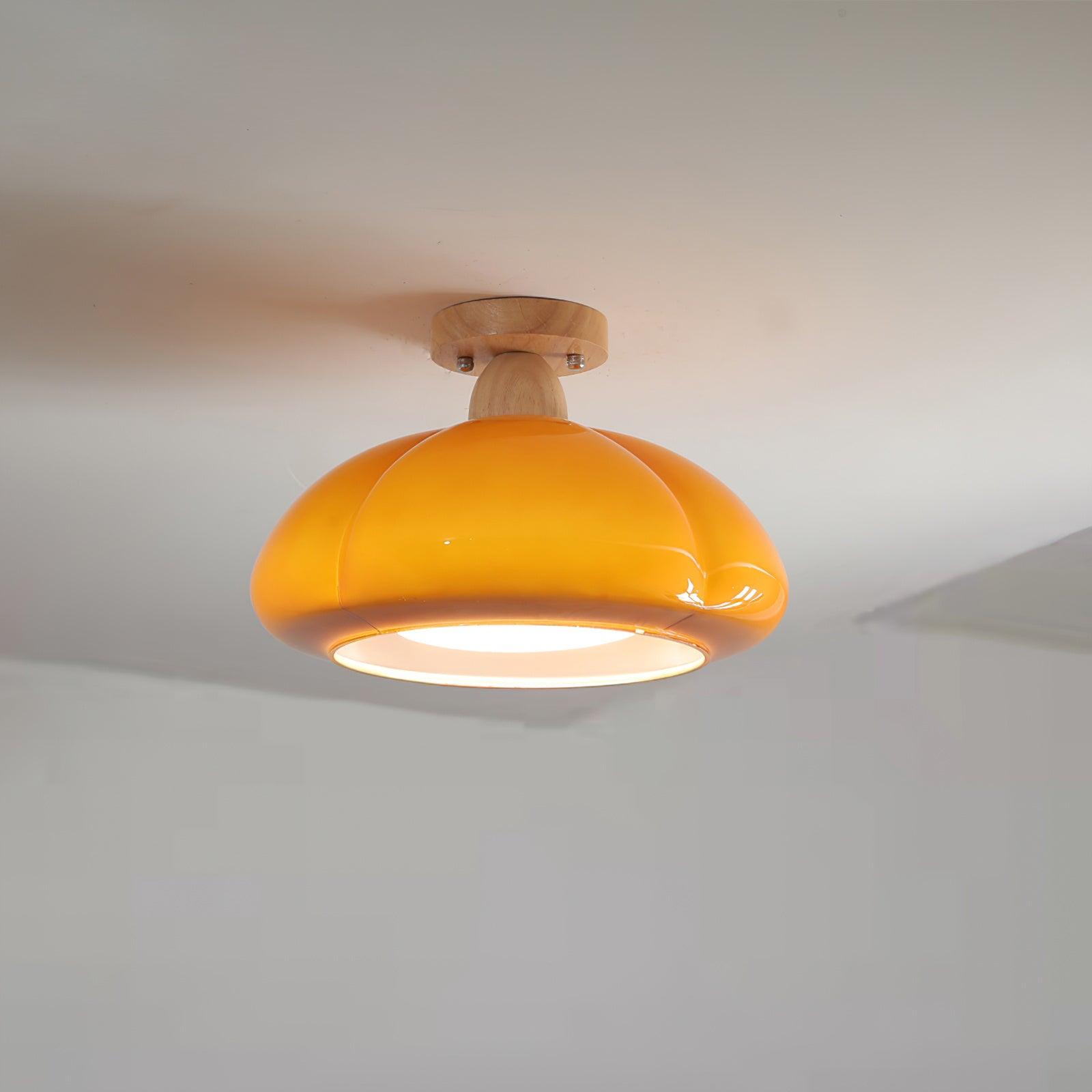 Riva Amber Glass Semi Flush Mount Ceiling Light-Neutral Decor
