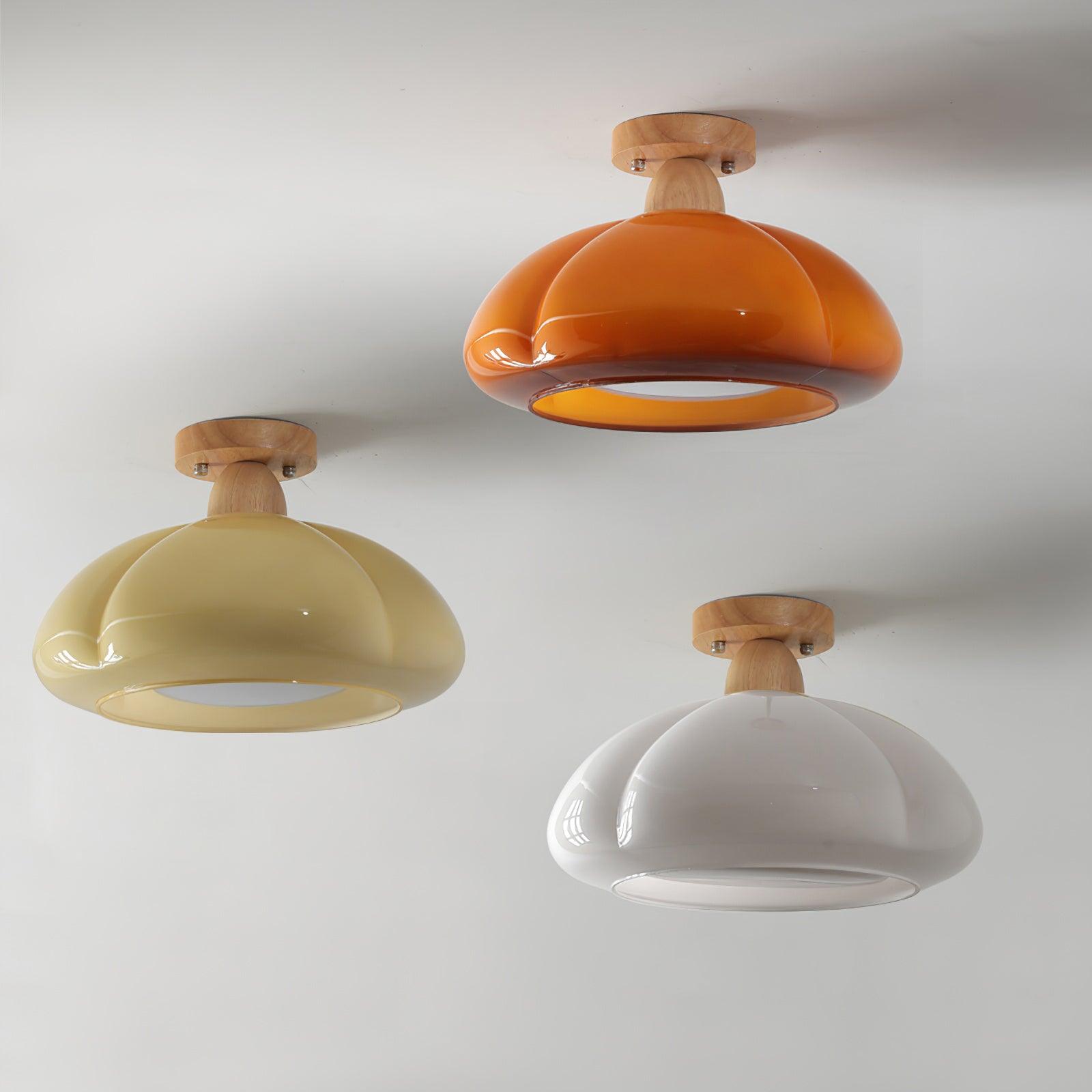 Riva Amber Glass Semi Flush Mount Ceiling Light-Neutral Decor
