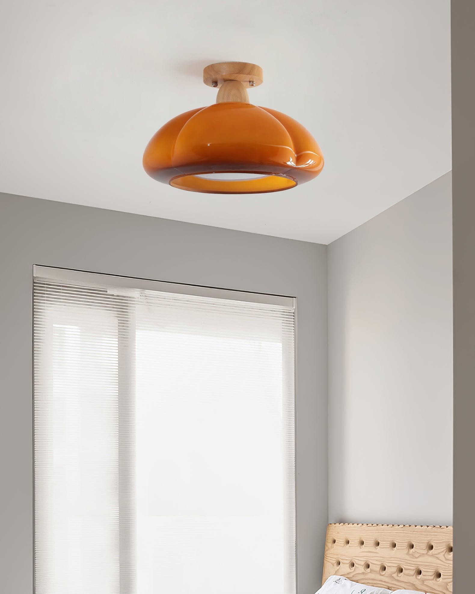 Riva Amber Glass Semi Flush Mount Ceiling Light-Neutral Decor