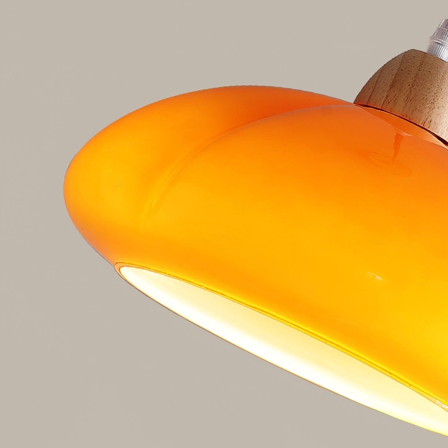 Pendant Lamp Rounded Glass Shade Wood Accent Playful Modern Touch