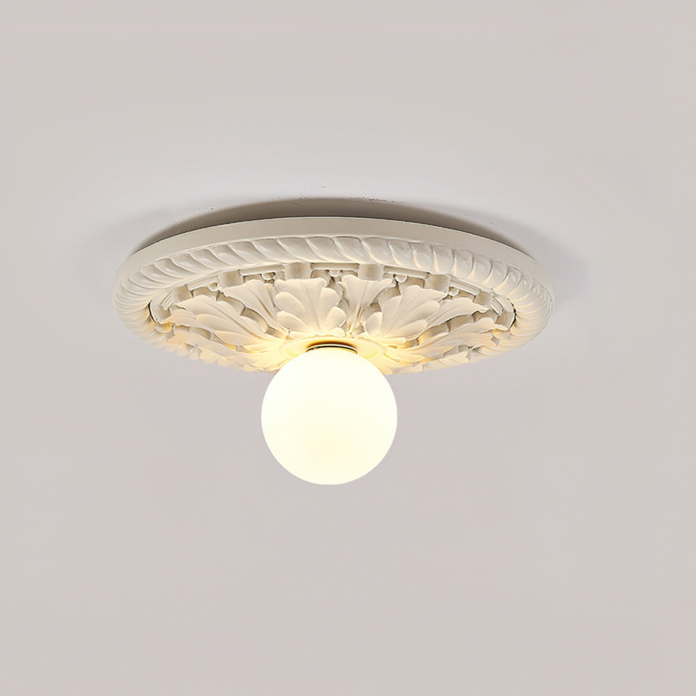 Sira Vintage Carved Wood Flush Mount Ceiling Light-Neutral Decor