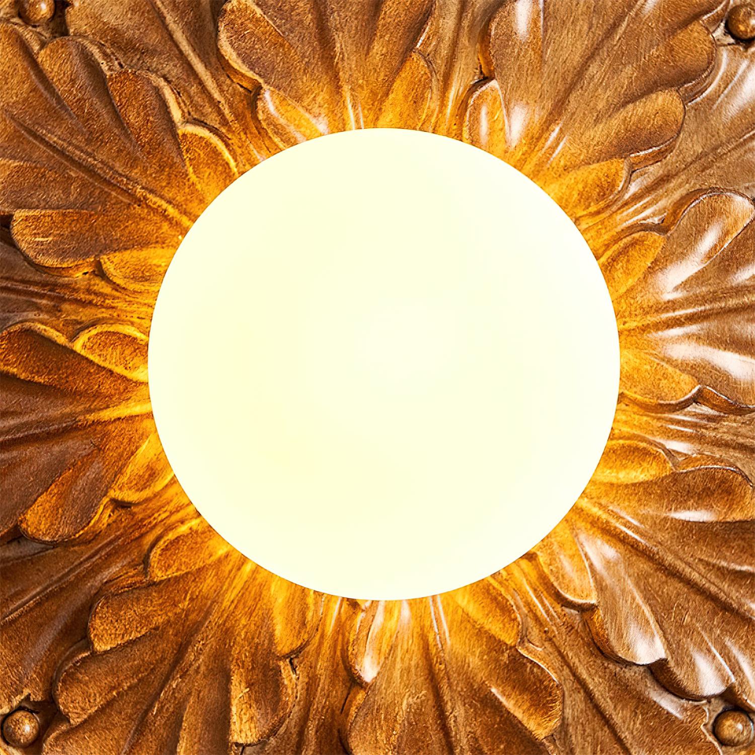 Sira Vintage Carved Wood Flush Mount Ceiling Light-Neutral Decor