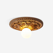 Sira Vintage Carved Wood Flush Mount Ceiling Light-Neutral Decor